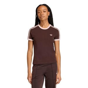 adidas Originals Women's 3 Stripes Slim Fit T-Shirt - Brown
