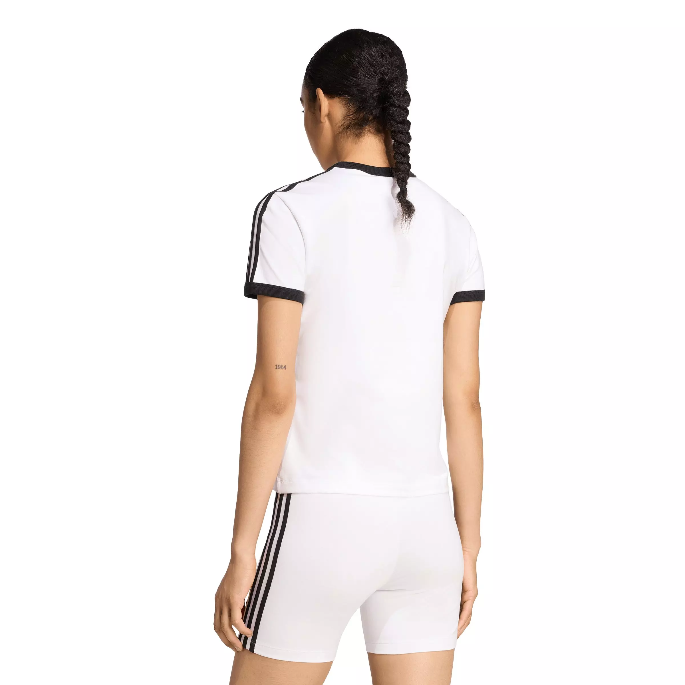 adidas Originals Women's 3 Stripes Slim Fit T-Shirt - White - WHITE