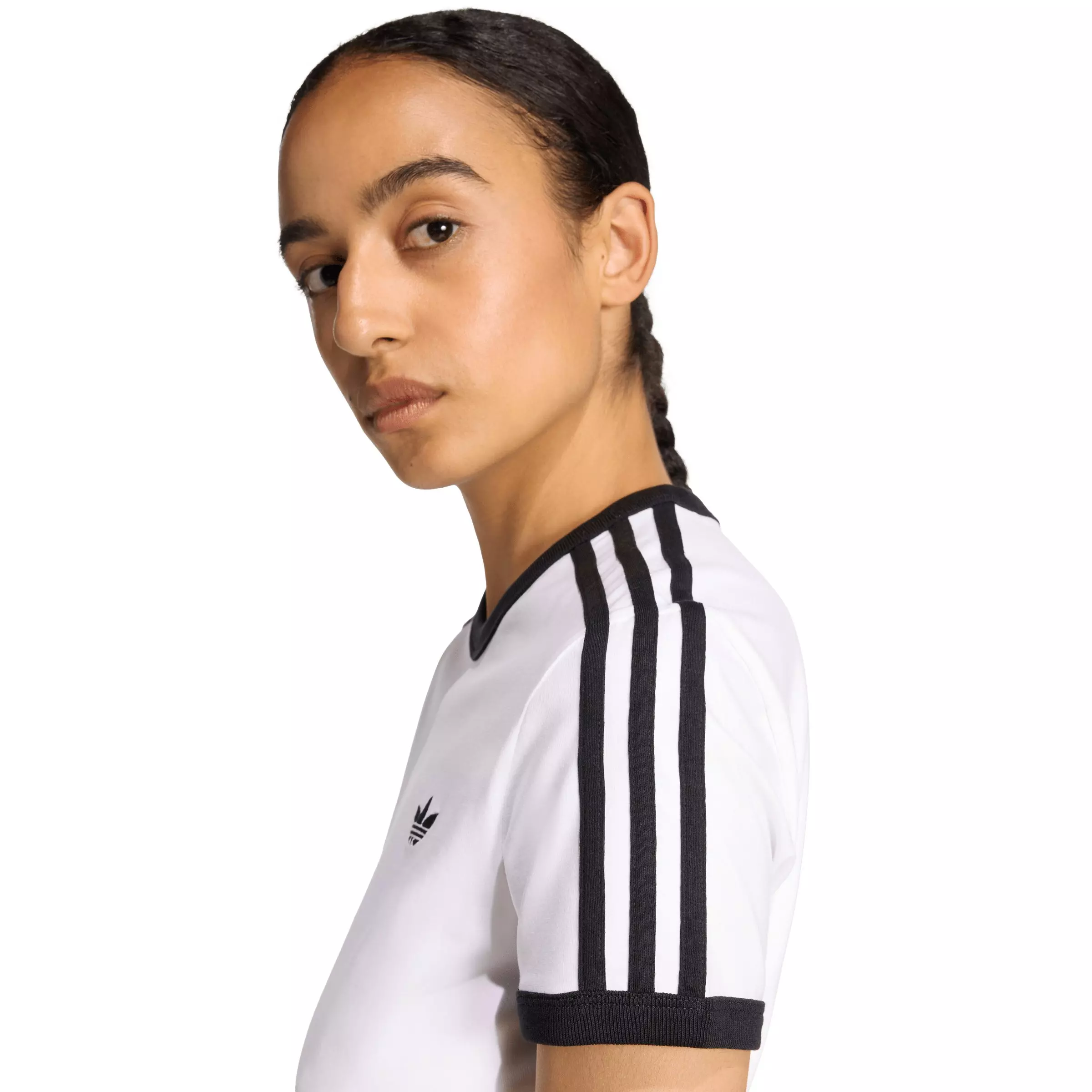 adidas Originals Women's 3 Stripes Slim Fit T-Shirt - White - WHITE