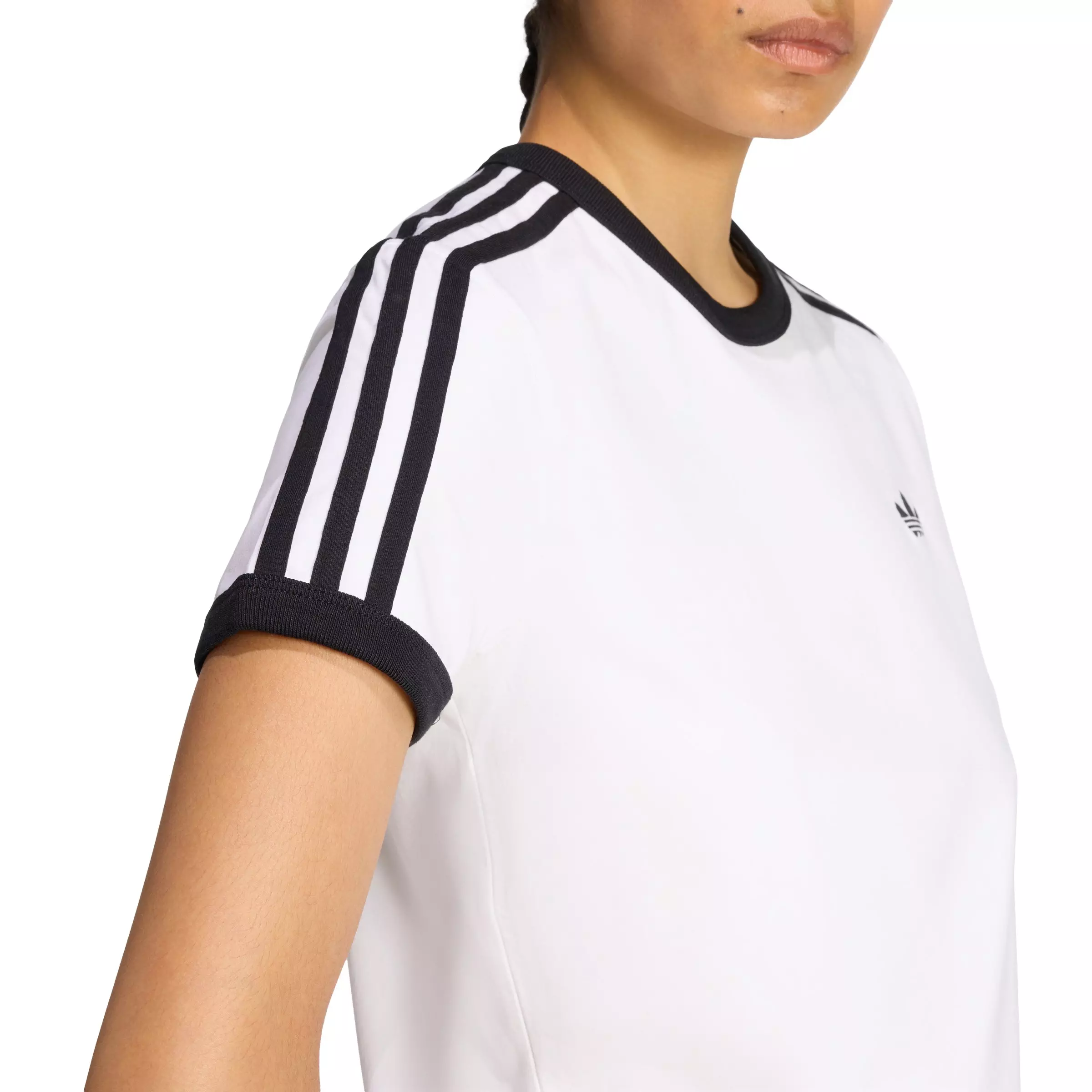 adidas Originals Women's 3 Stripes Slim Fit T-Shirt - White - WHITE