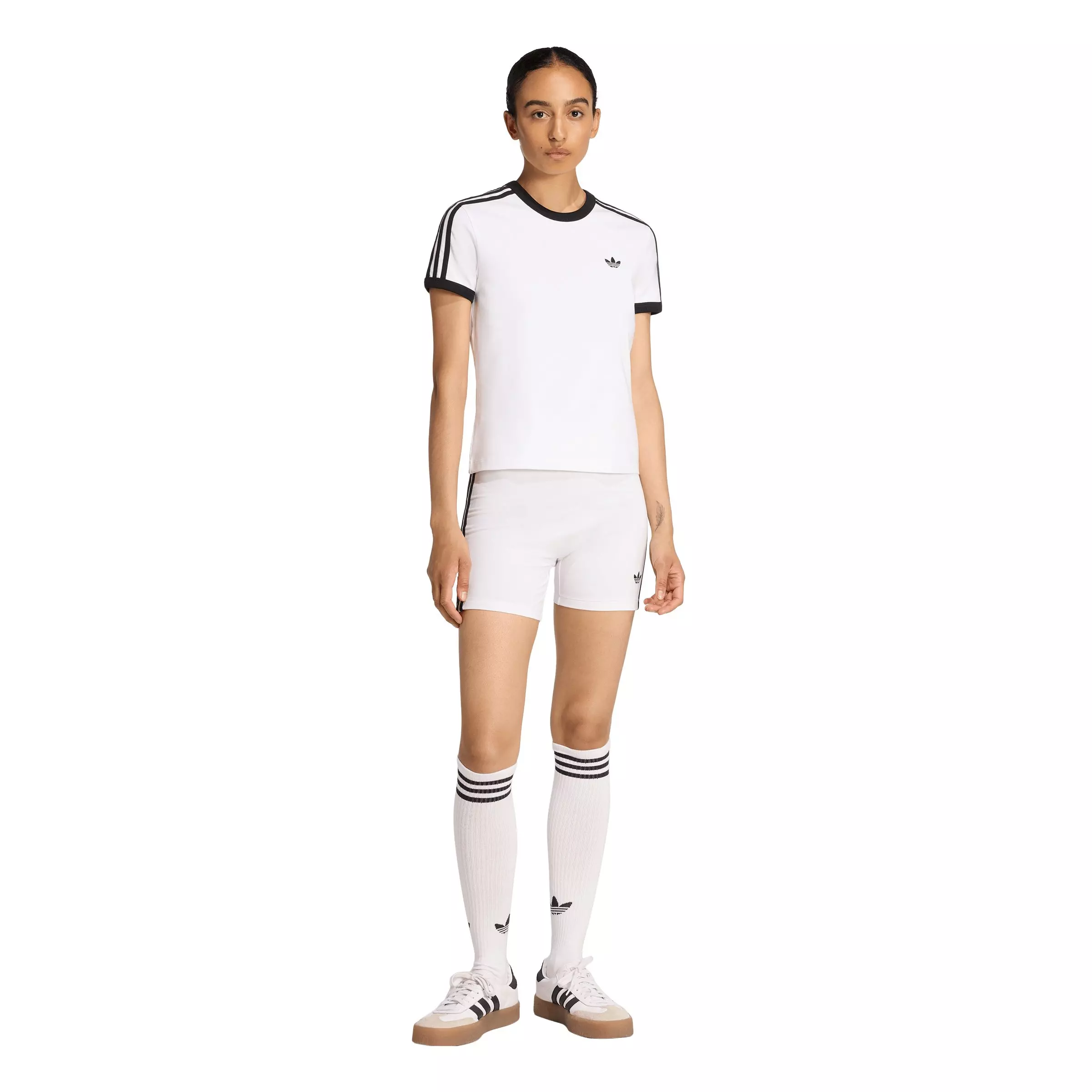 adidas Originals Women's 3 Stripes Slim Fit T-Shirt - White - WHITE