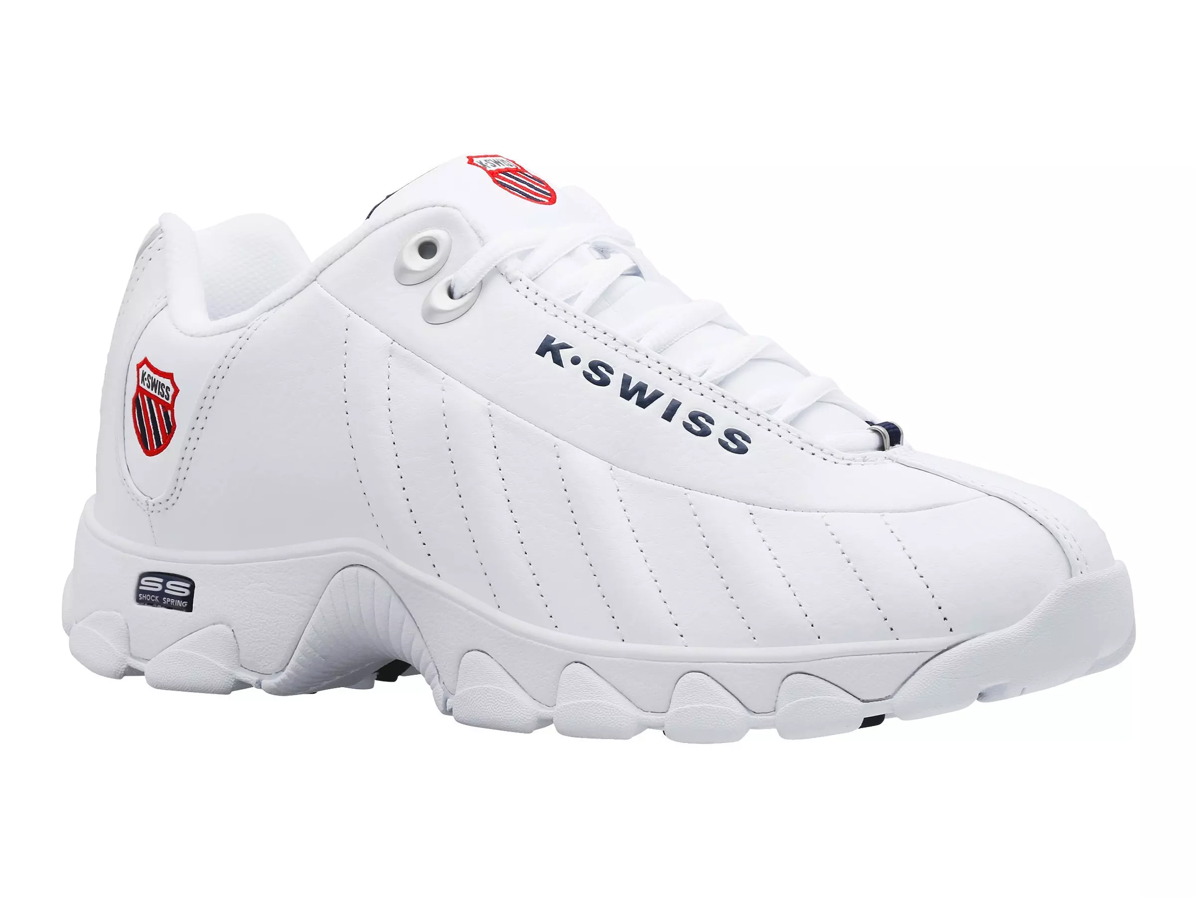 K-Swiss ST329 CMF "White/Navy/Red" Men's Wide Shoe - WHITE/NAVY/RED
