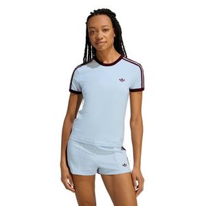 adidas Originals Women's 3 Stripes Slim Fit T-Shirt - Light Blue
