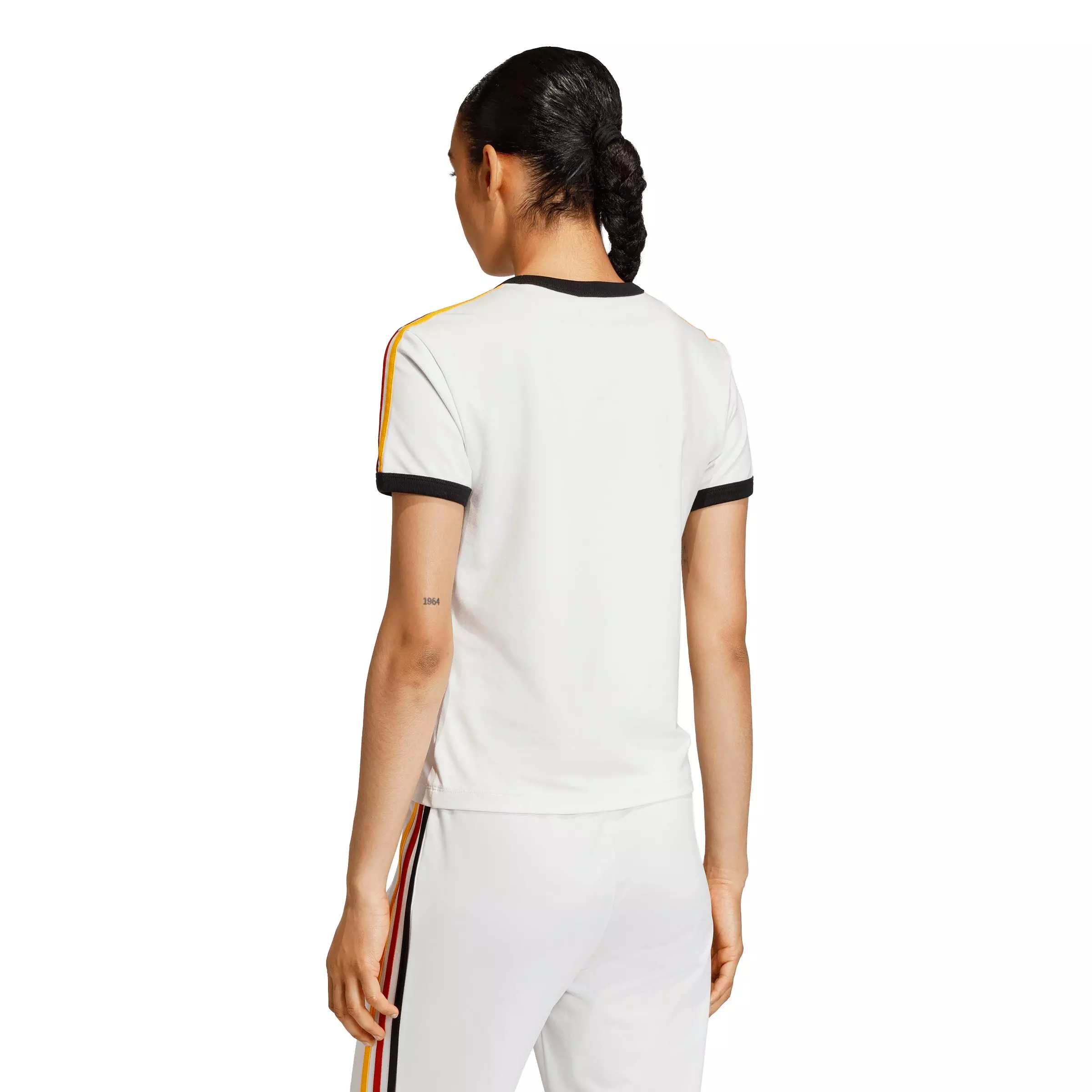 adidas Originals Women's 3 Stripes Slim Fit T-Shirt - Off-White - OFF-WHITE