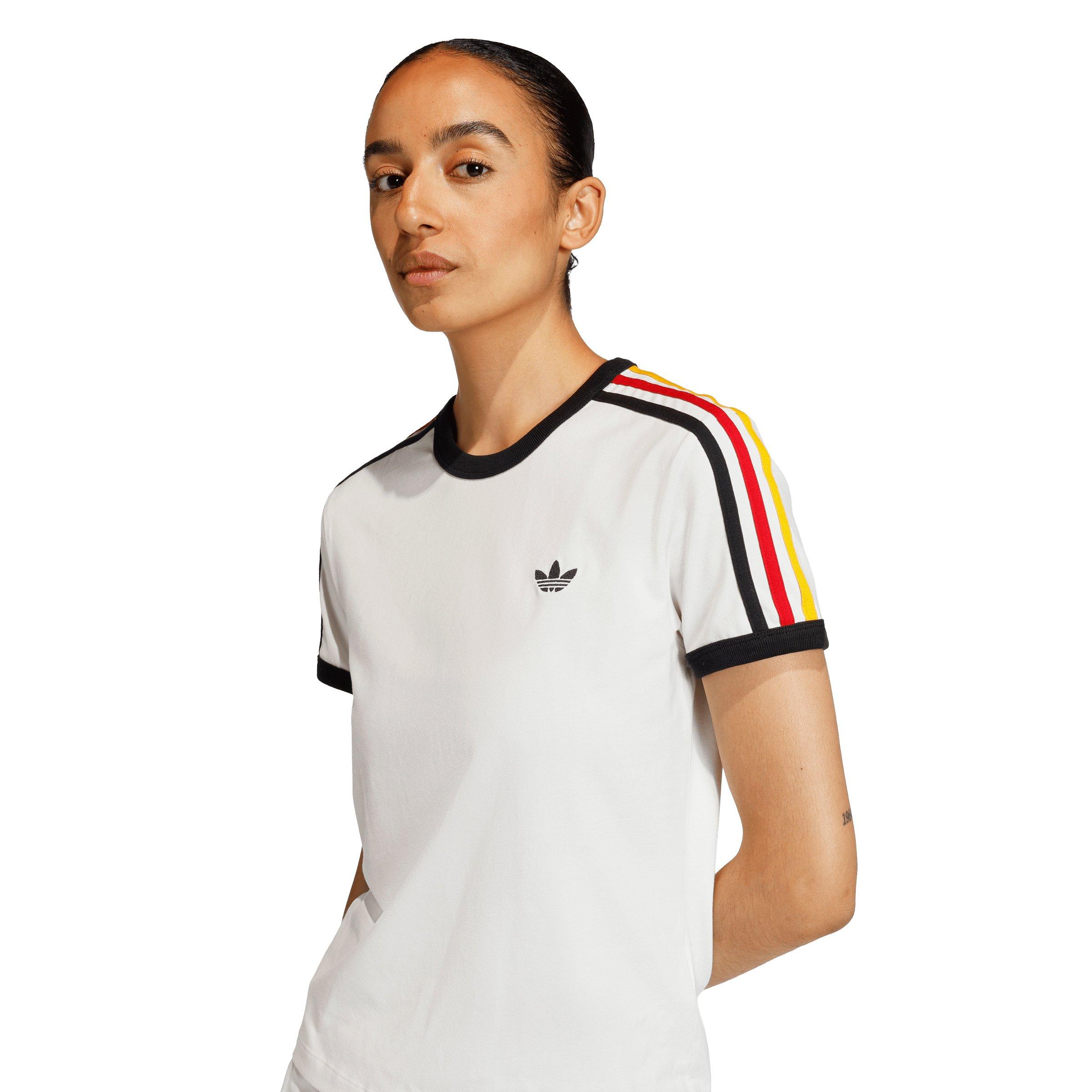 adidas Originals Women's 3 Stripes Slim Fit T-Shirt - Off-White - OFF-WHITE Thumbnail View 3