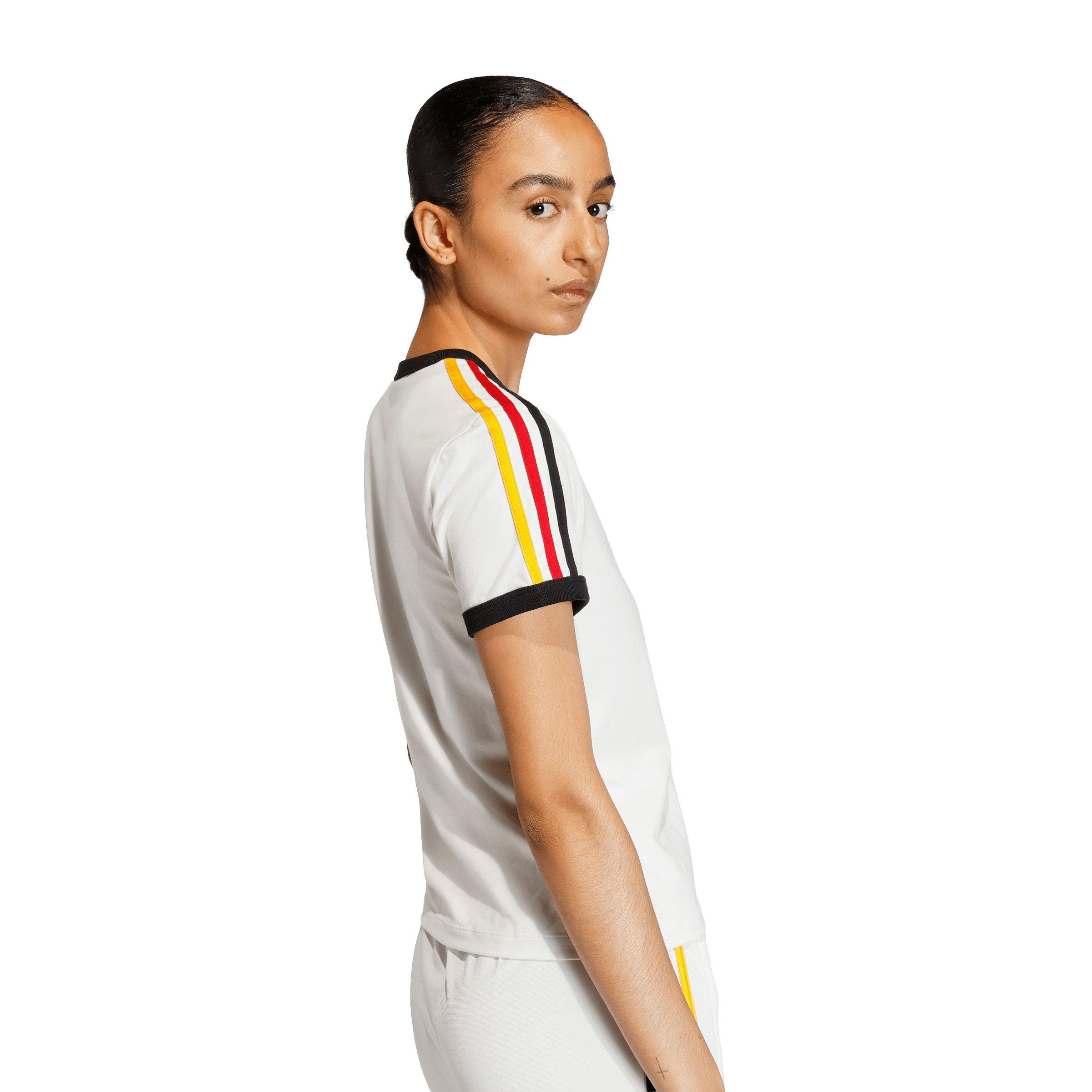adidas Originals Women's 3 Stripes Slim Fit T-Shirt - Off-White - OFF-WHITE Thumbnail View 4