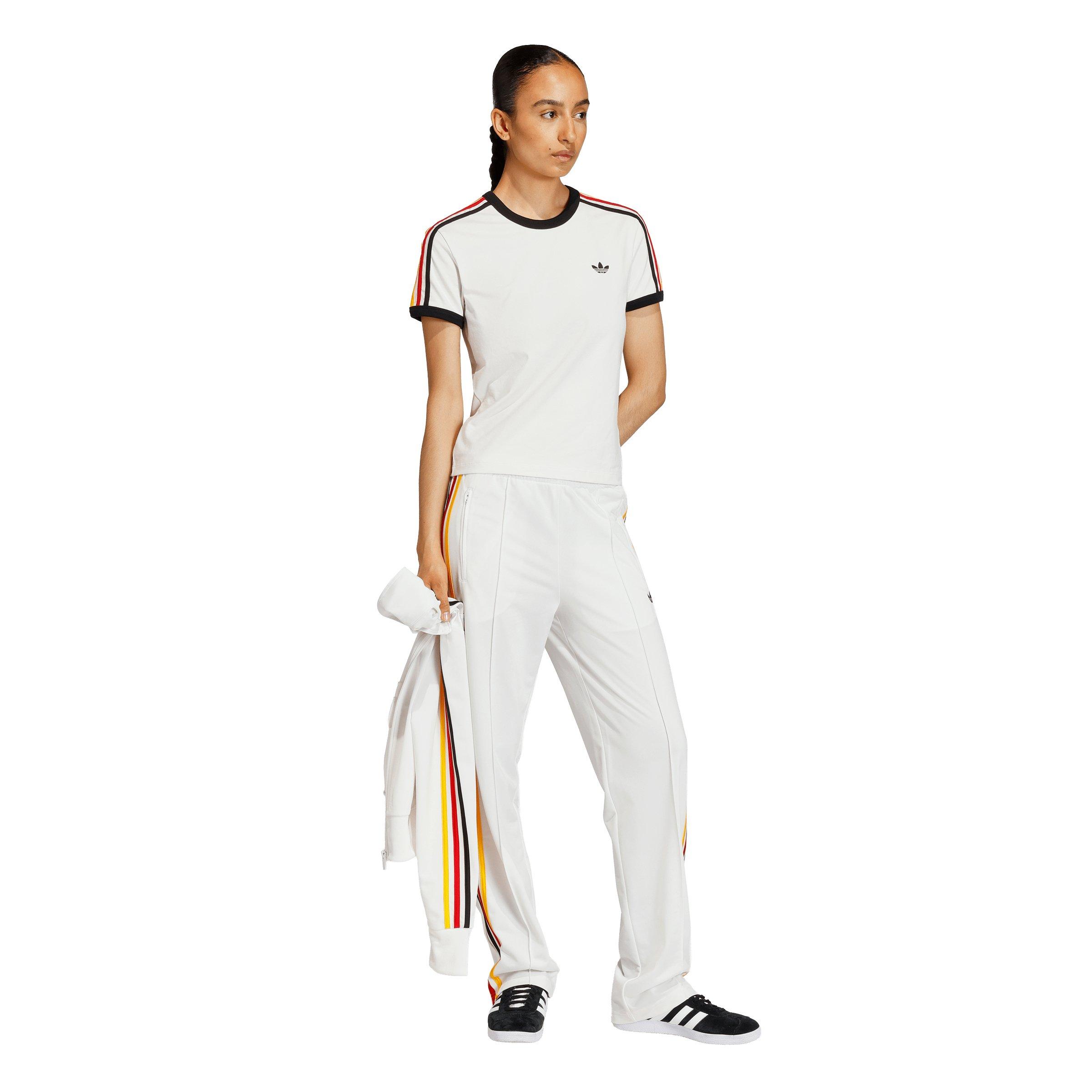adidas Originals Women's 3 Stripes Slim Fit T-Shirt - Off-White - OFF-WHITE Thumbnail View 5