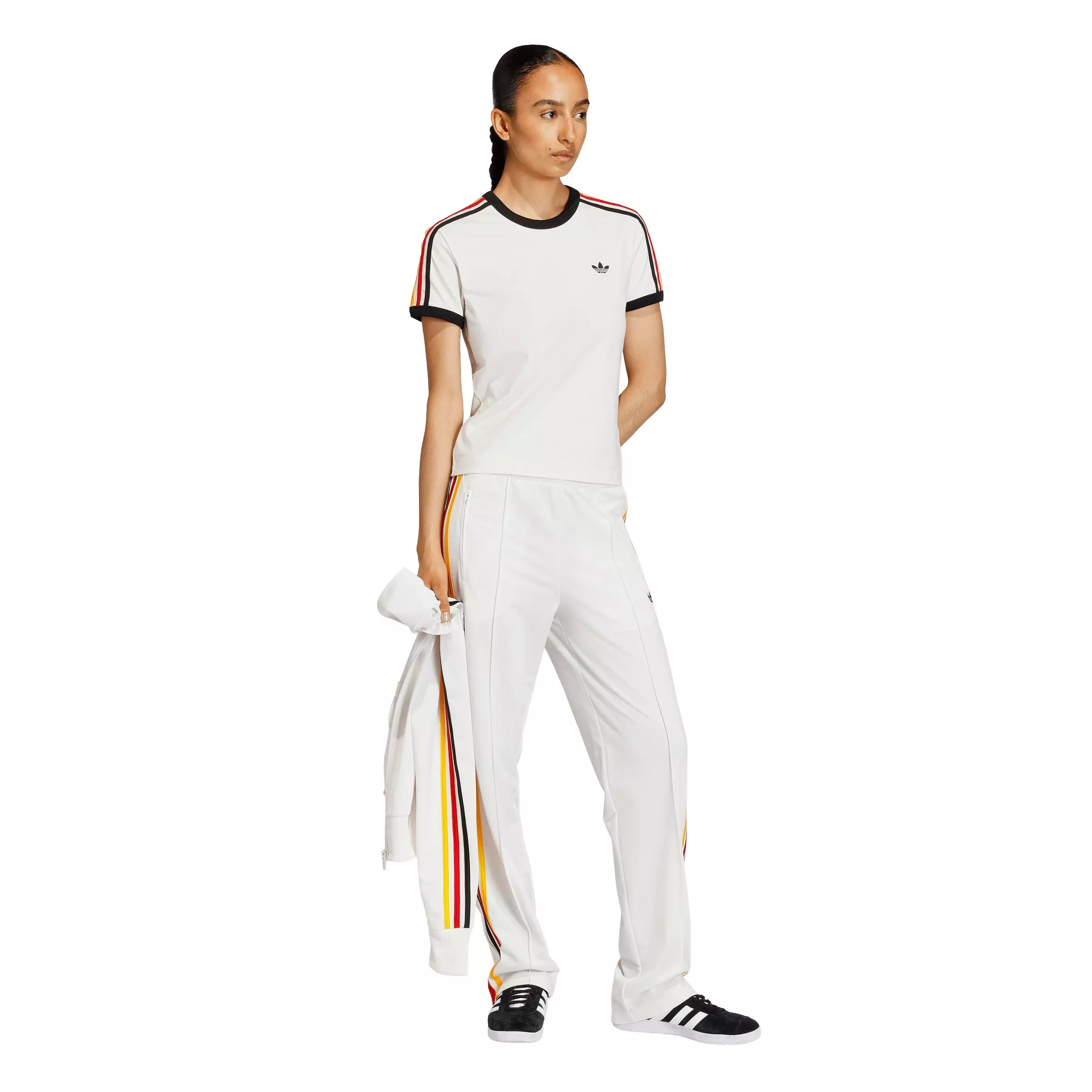 adidas Originals Women's 3 Stripes Slim Fit T-Shirt - Off-White - OFF-WHITE