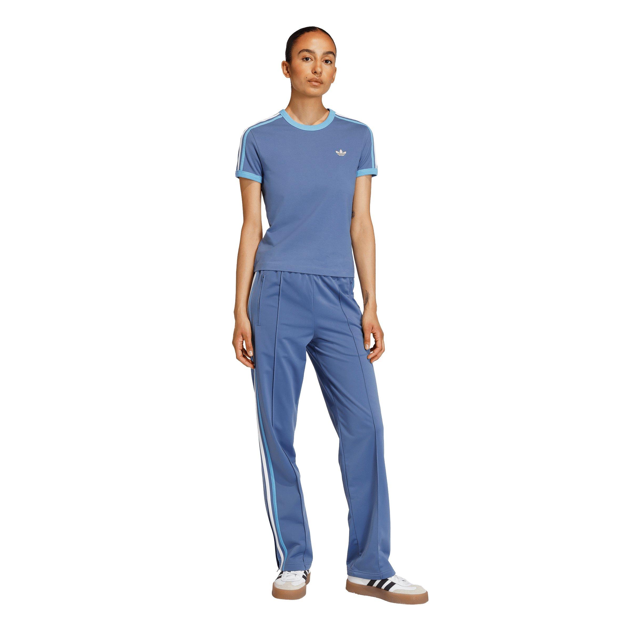 adidas Originals Women's 3 Stripes Slim Fit T-Shirt - Blue - BLUE Thumbnail View 5
