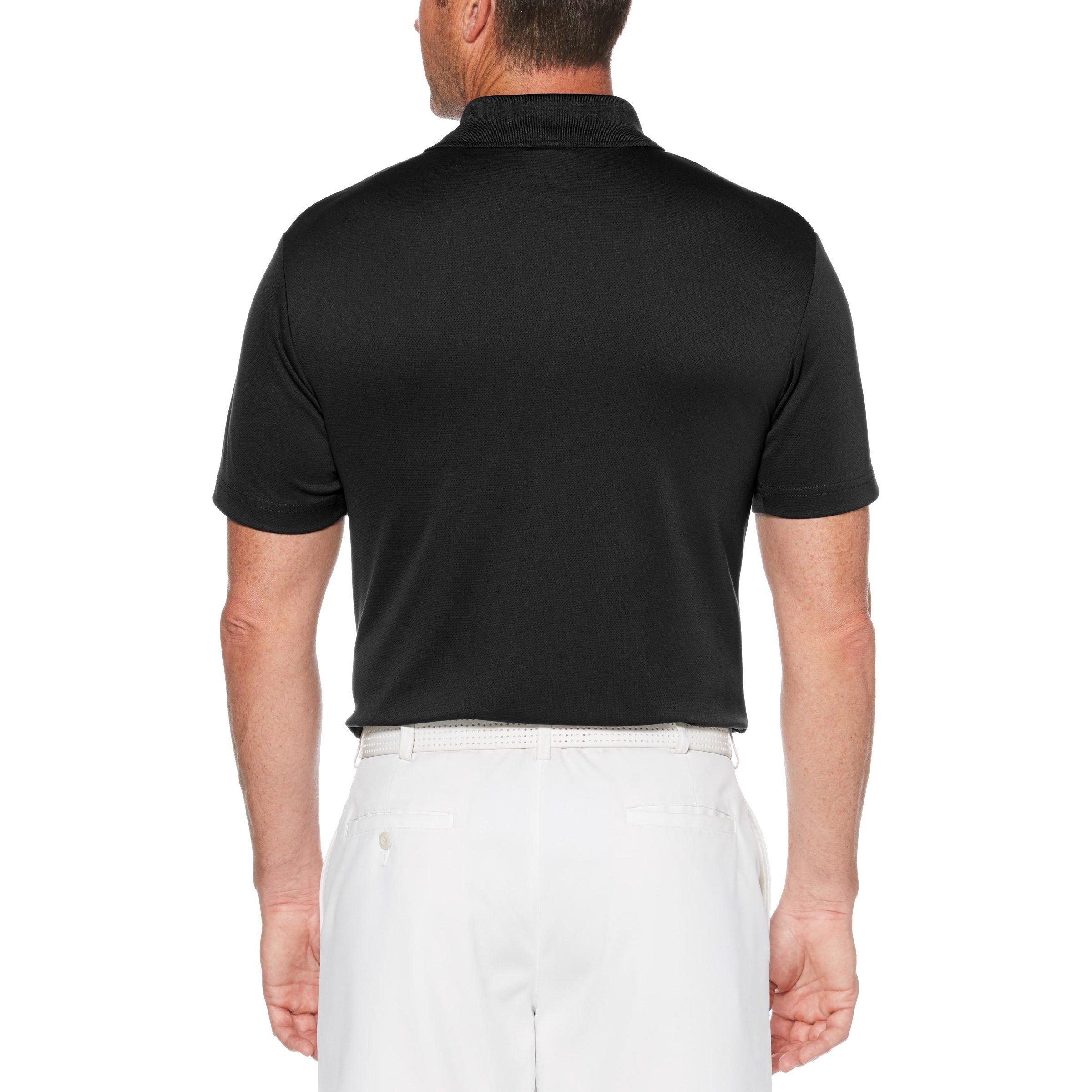 PGA TOUR Men's Black Airflux Solid Mesh Short Sleeve Golf Polo