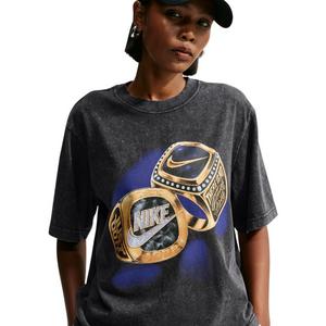 Nike Women's Sportswear Rings Classic Boxy T-Shirt - Black - BLACK