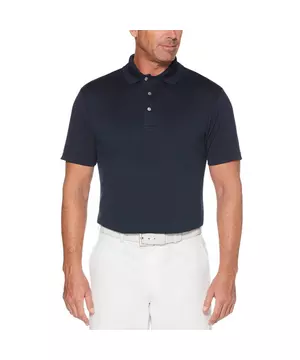 PGA TOUR Men's Navy Airflux Solid Mesh Short Sleeve Golf Polo 