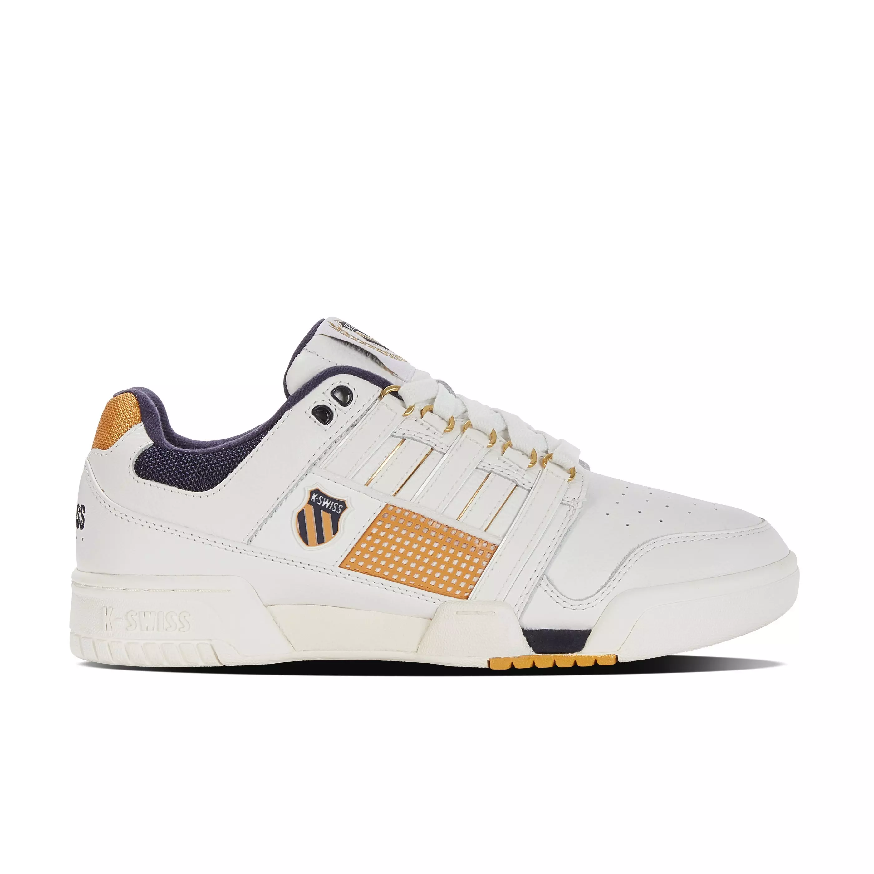 K-Swiss Gstaad Gold "Brilliant White/Navy/Honey Gold" Men's Shoe - WHITE/NAVY/GOLD