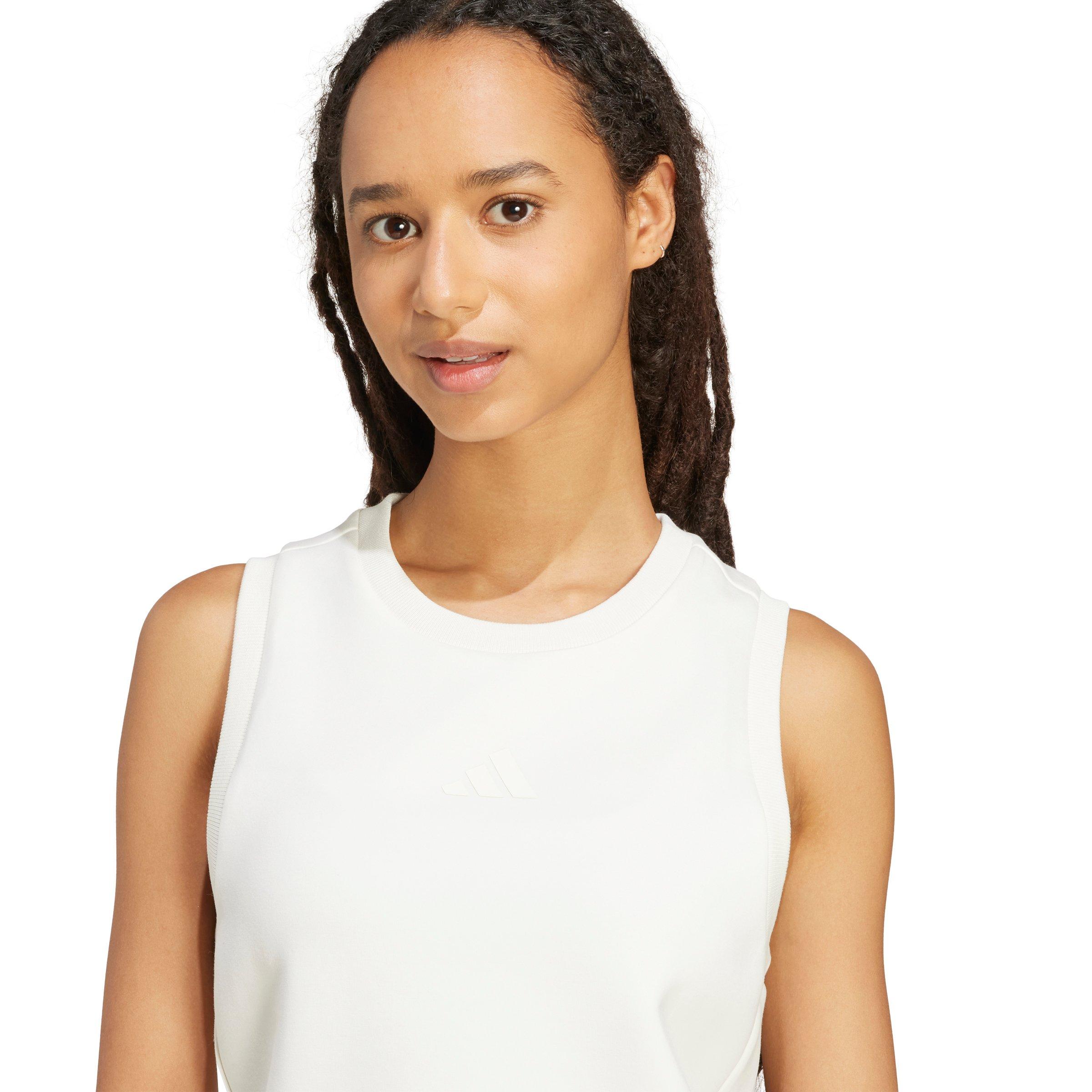 adidas Women's Soft Lux Tank Top - Off-White - OFF-WHITE Thumbnail View 4