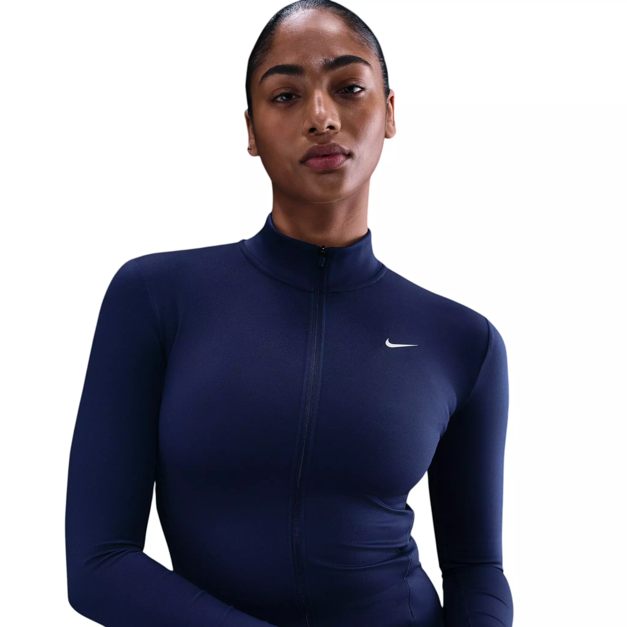 Nike Women's One Fitted Dri-FIT Full-Zip Jacket - Navy/White - NAVY/WHITE