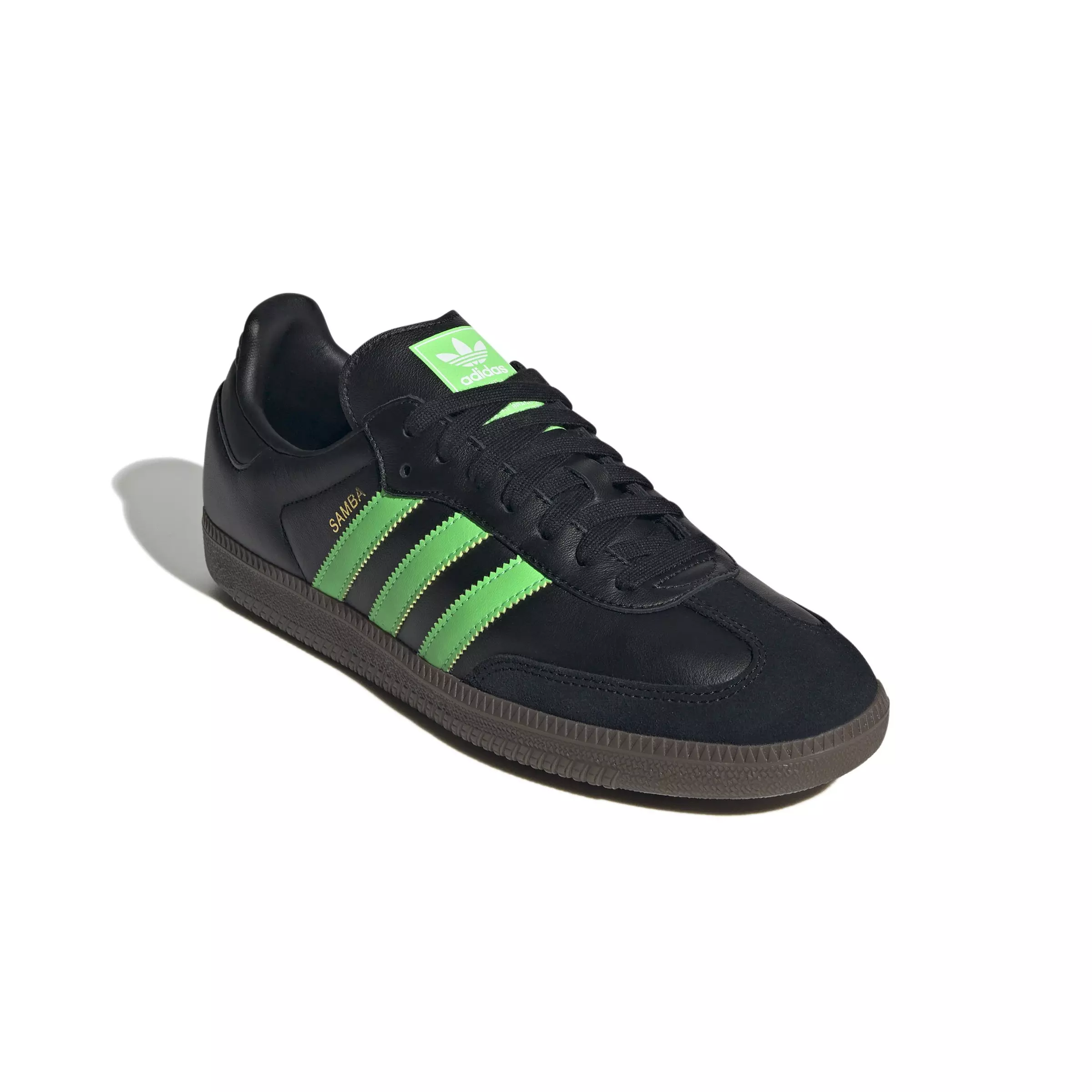 adidas Originals Samba OG "Core Black/Screaming Green/Gum 5" Men's Shoe - BLACK/GREEN/GUM