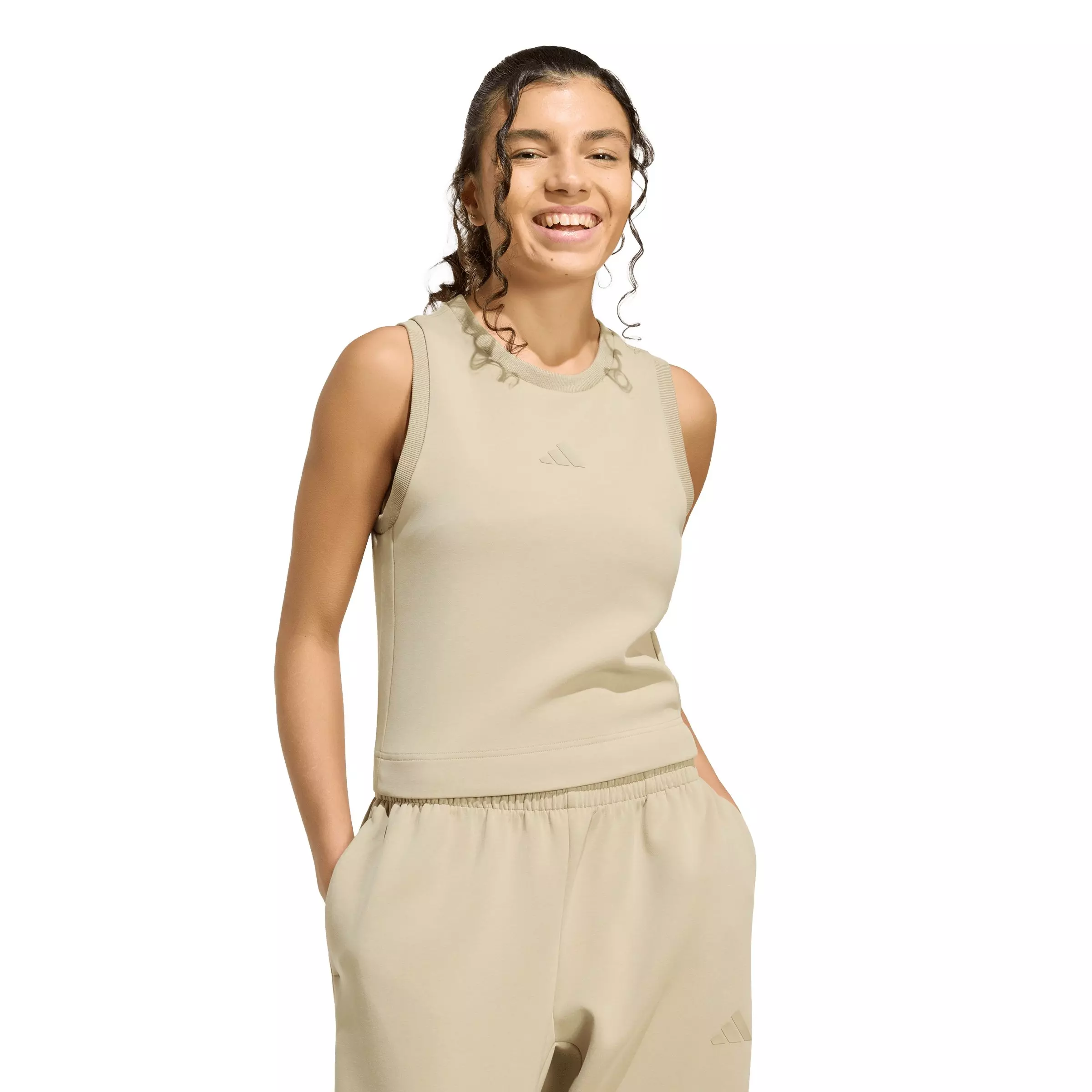 adidas Women's Soft Lux Tank Top - Khaki - KHAKI
