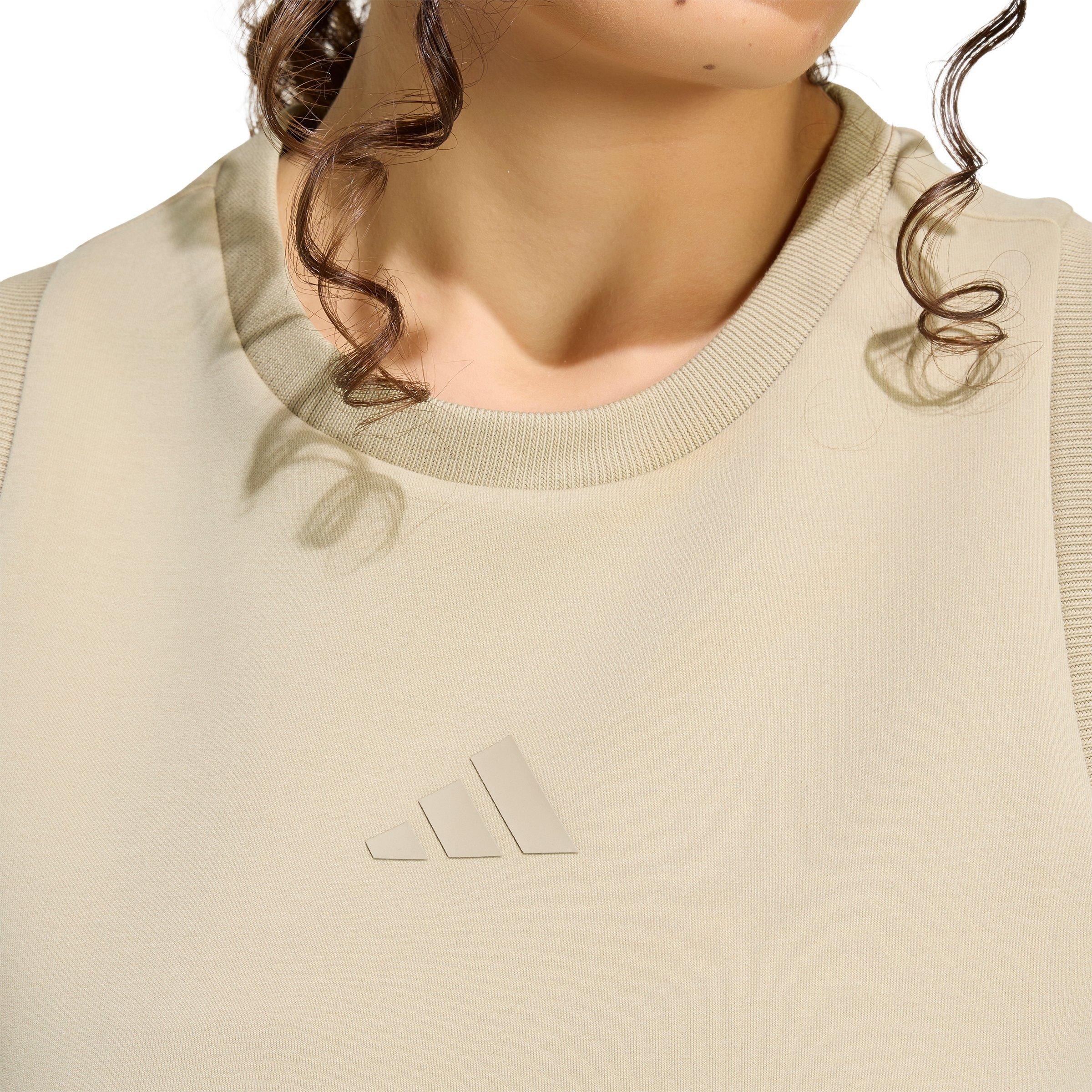 adidas Women's Soft Lux Tank Top - Khaki - KHAKI Thumbnail View 3