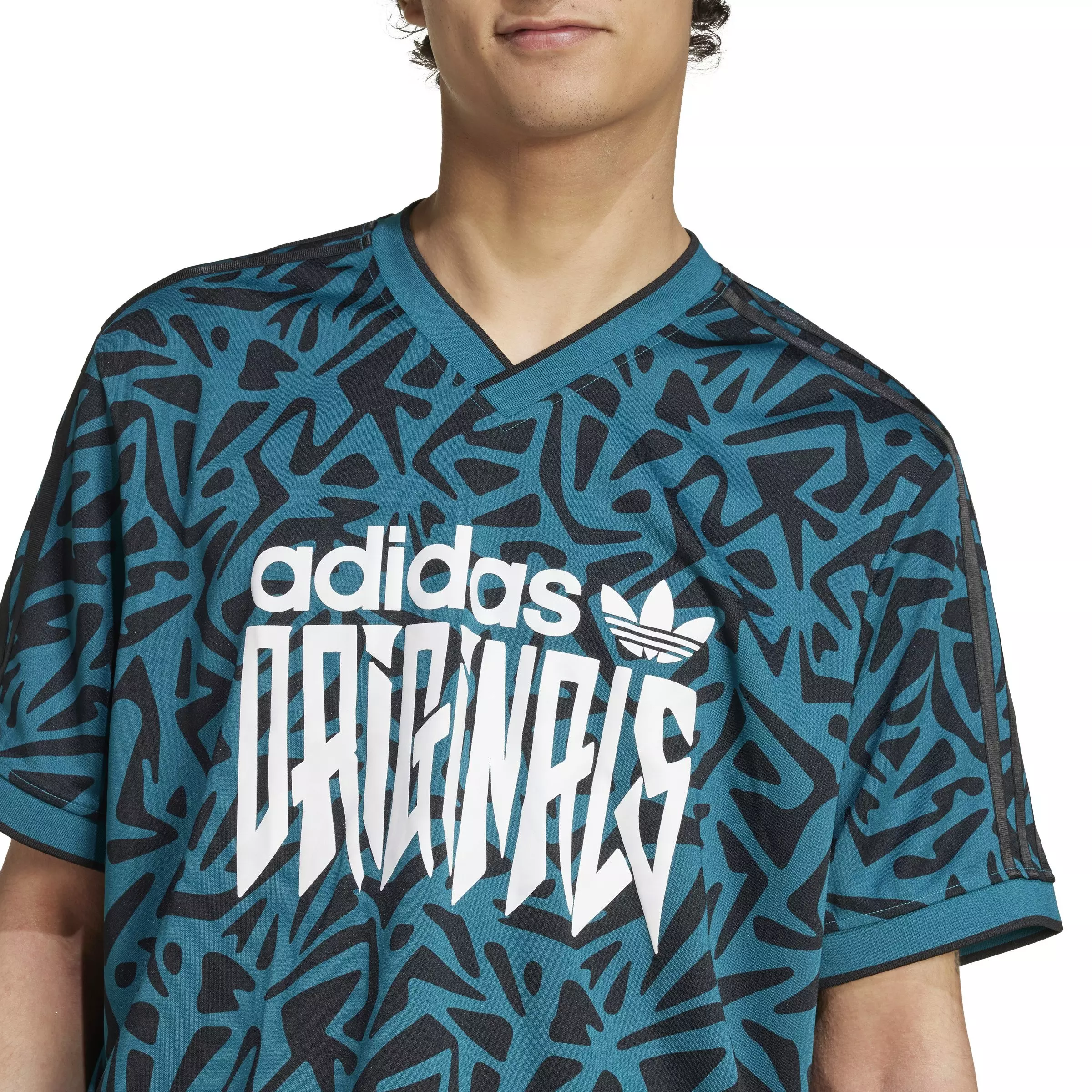 adidas Originals Men's Allover Print Lifestyle Jersey -Turquoise - TURQUOISE 