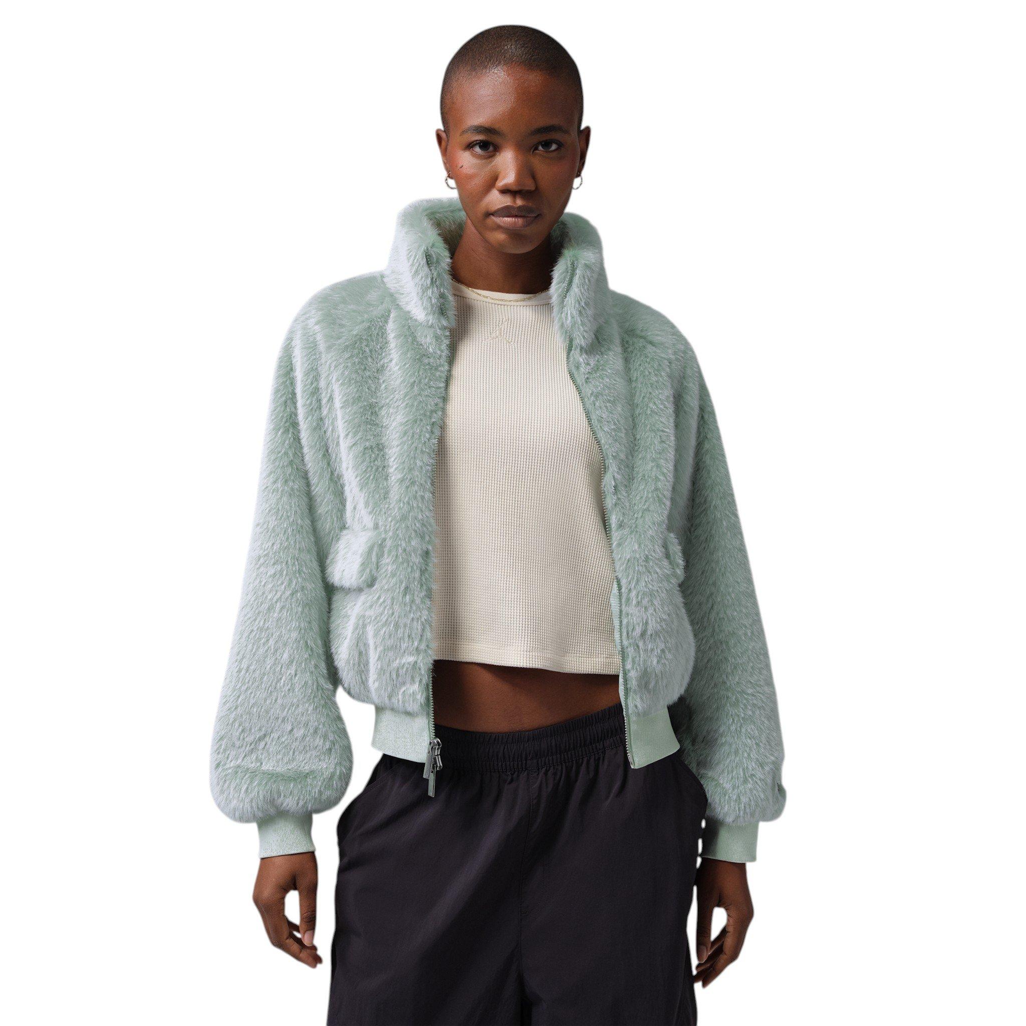 Jordan Women's Flight Faux Fur Jacket - Light Green - LIGHT GREEN