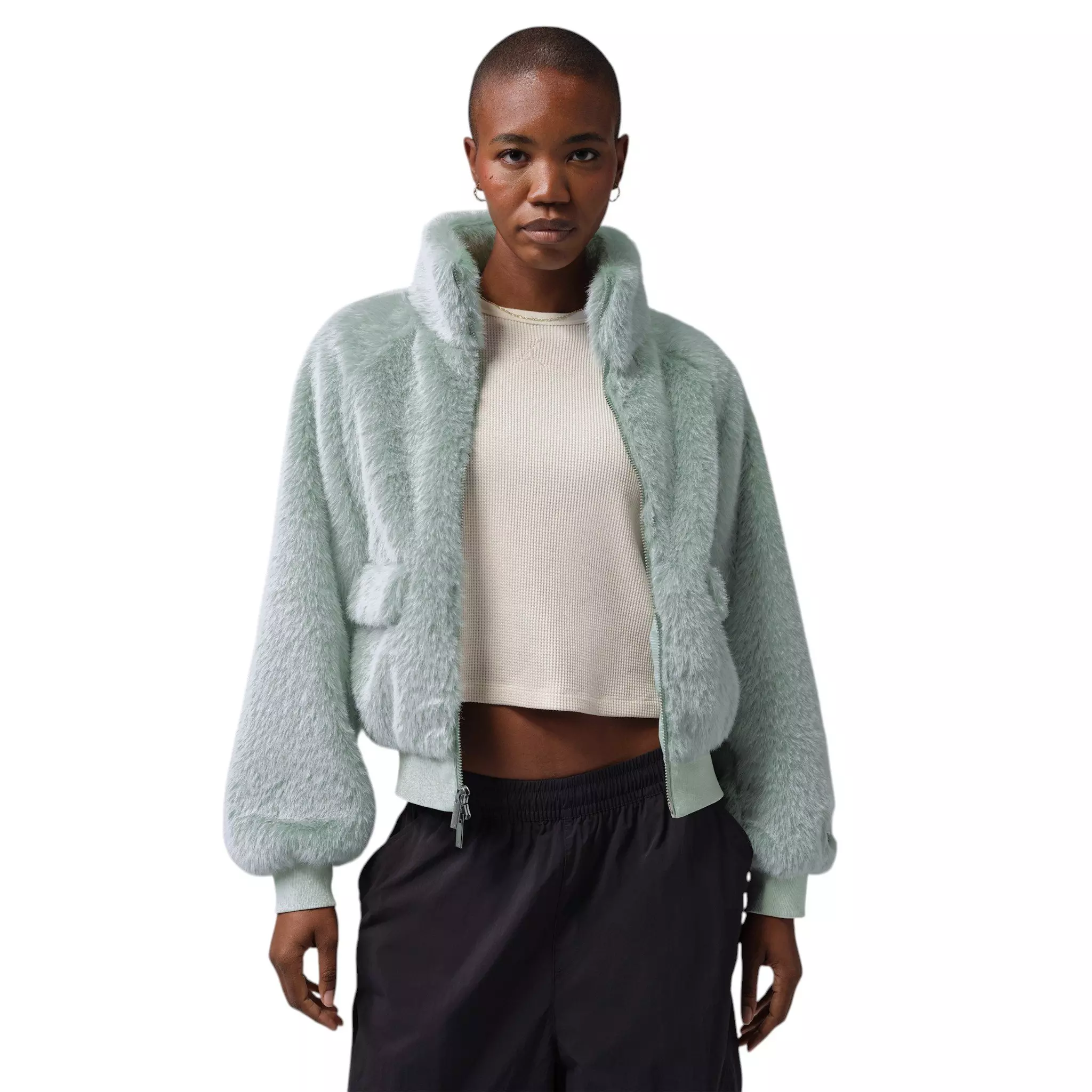 Jordan Women's Flight Faux Fur Jacket - Light Green - LIGHT GREEN