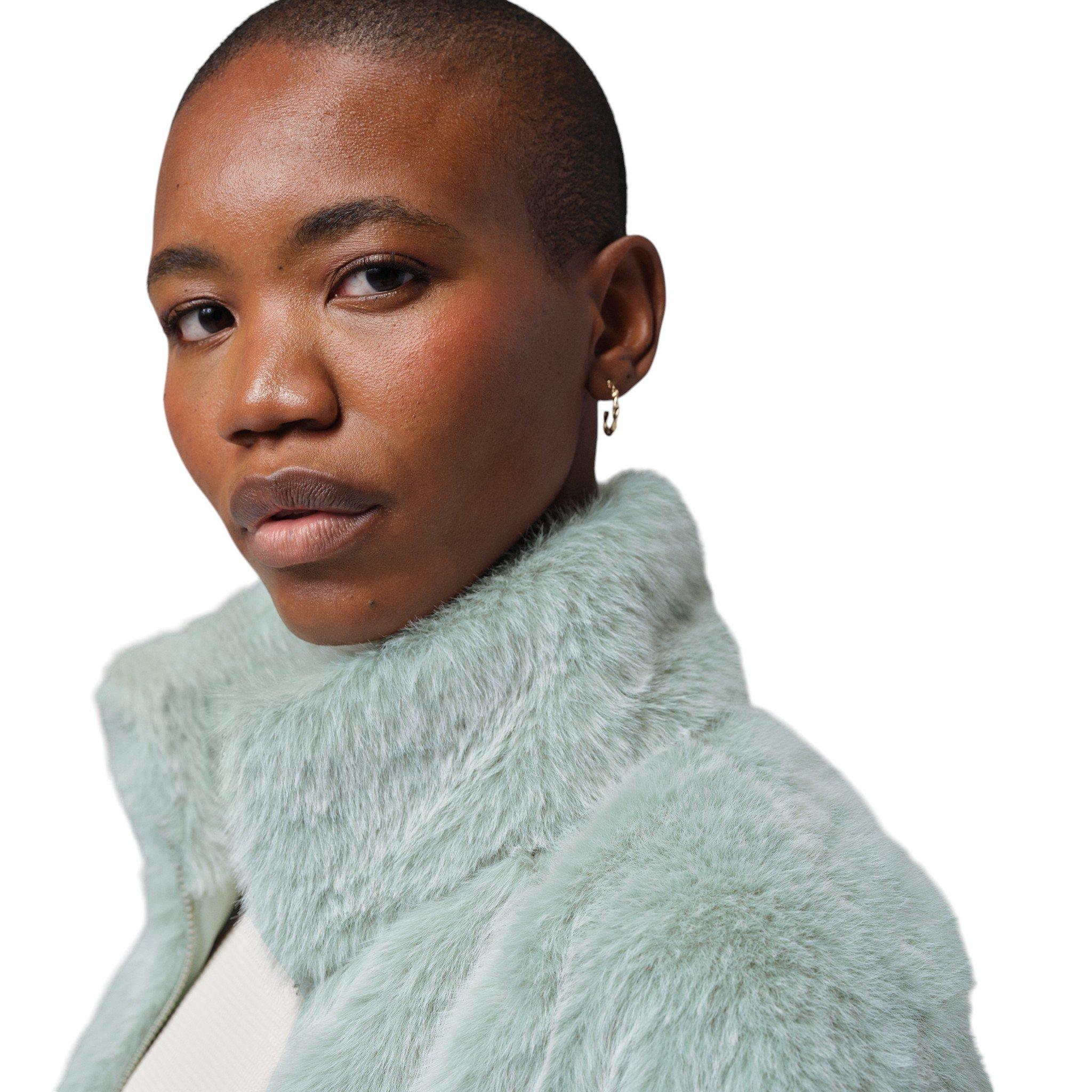 Jordan Women's Flight Faux Fur Jacket - Light Green - LIGHT GREEN