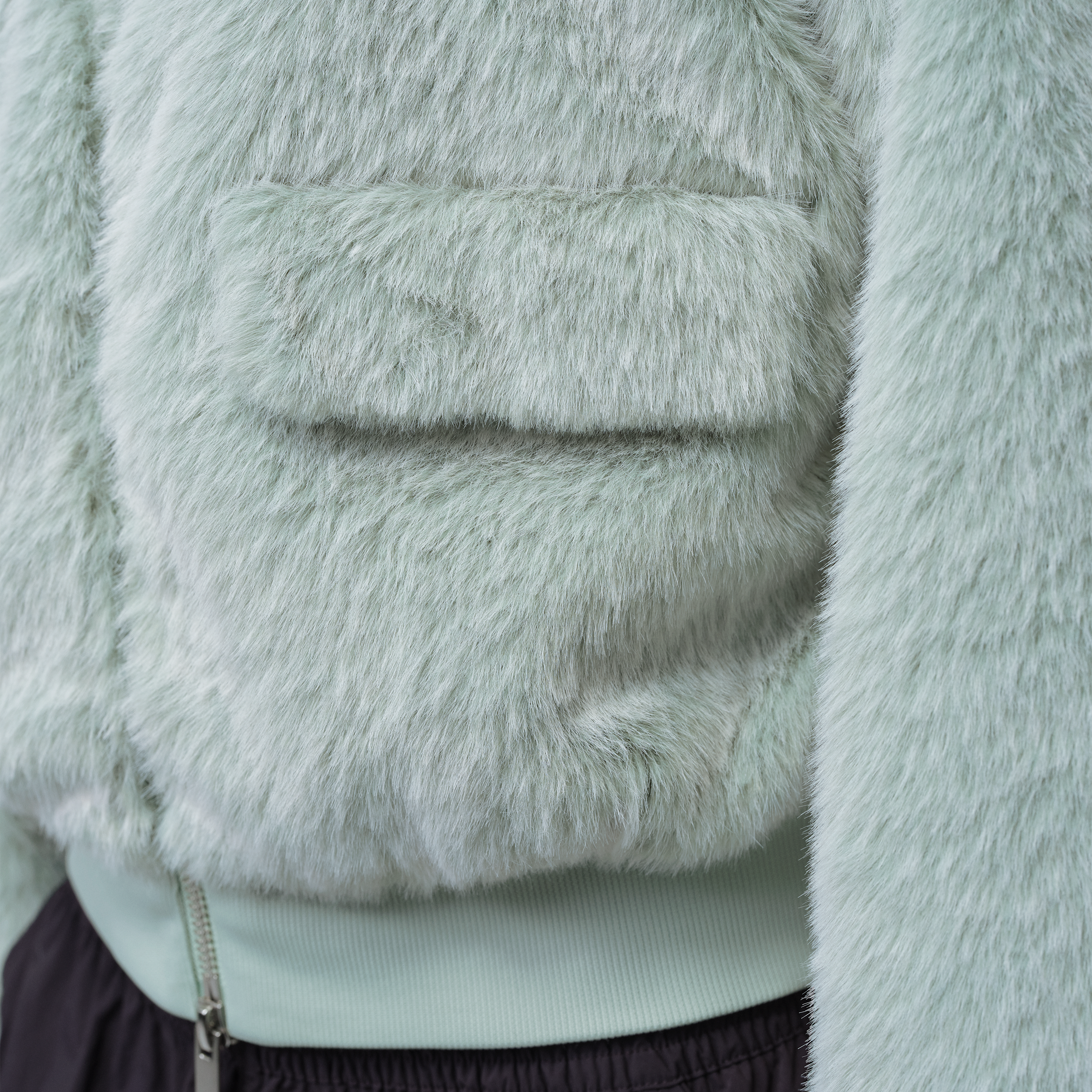 Jordan Women's Flight Faux Fur Jacket - Light Green - LIGHT GREEN