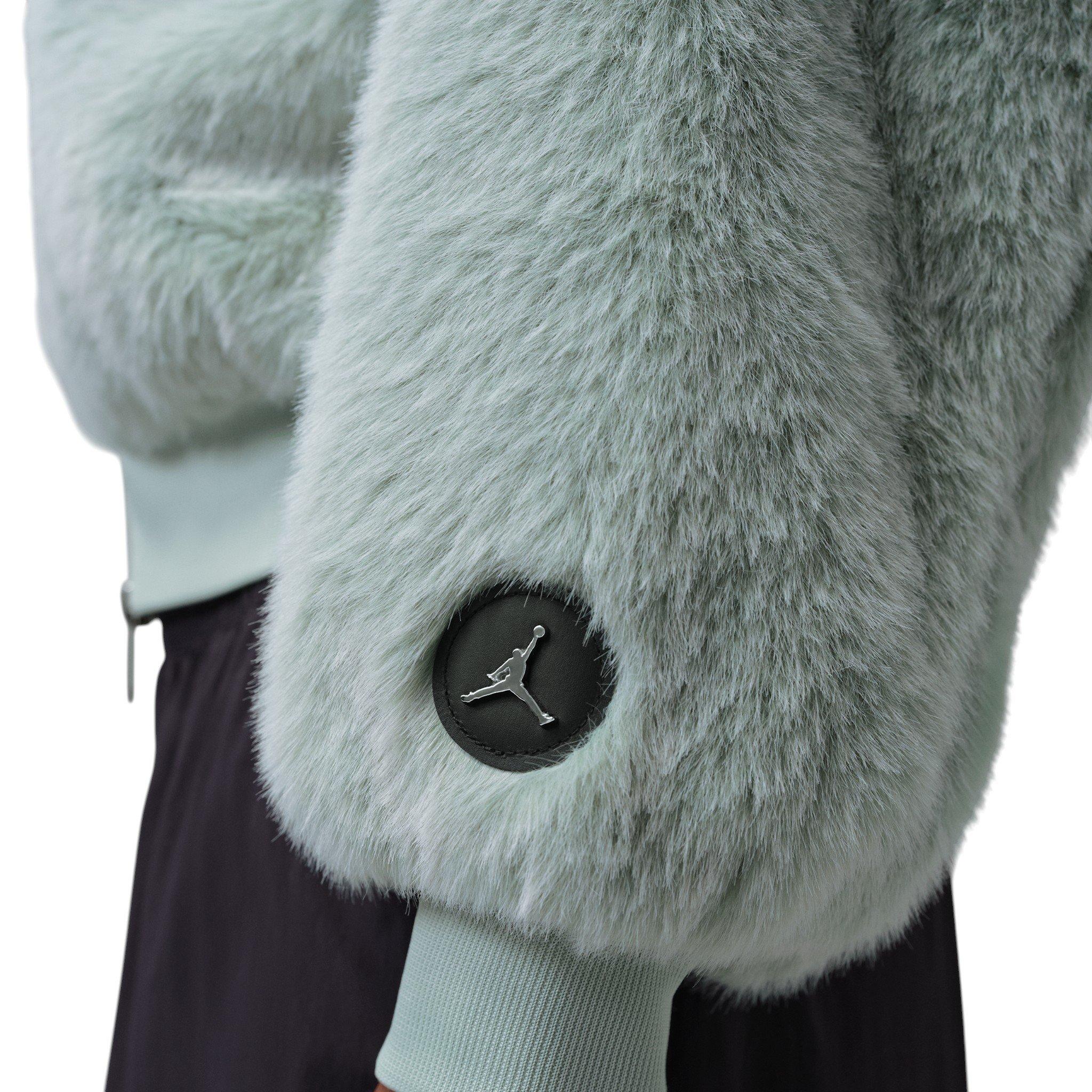 Jordan Women's Flight Faux Fur Jacket - Light Green - LIGHT GREEN