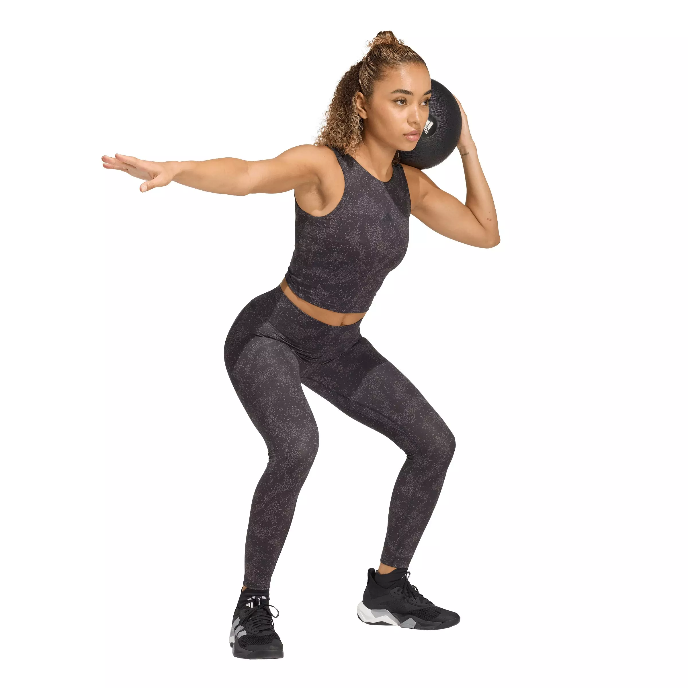 adidas Women's Puremotion Print Tank Top - Charcoal - CHARCOAL