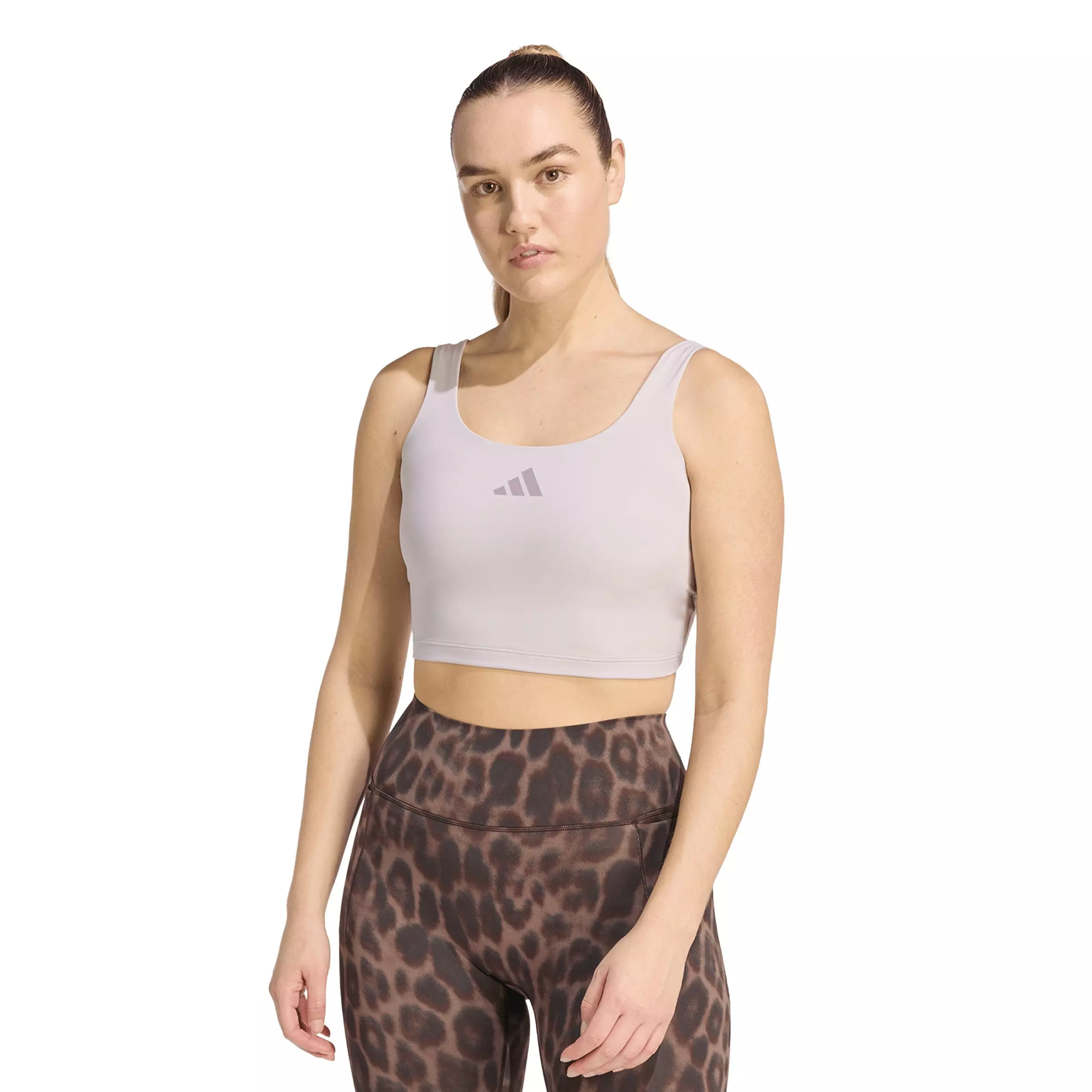 adidas Women's Power Light Support Bra Tank Top -Ice Purple - ICE PURPLE