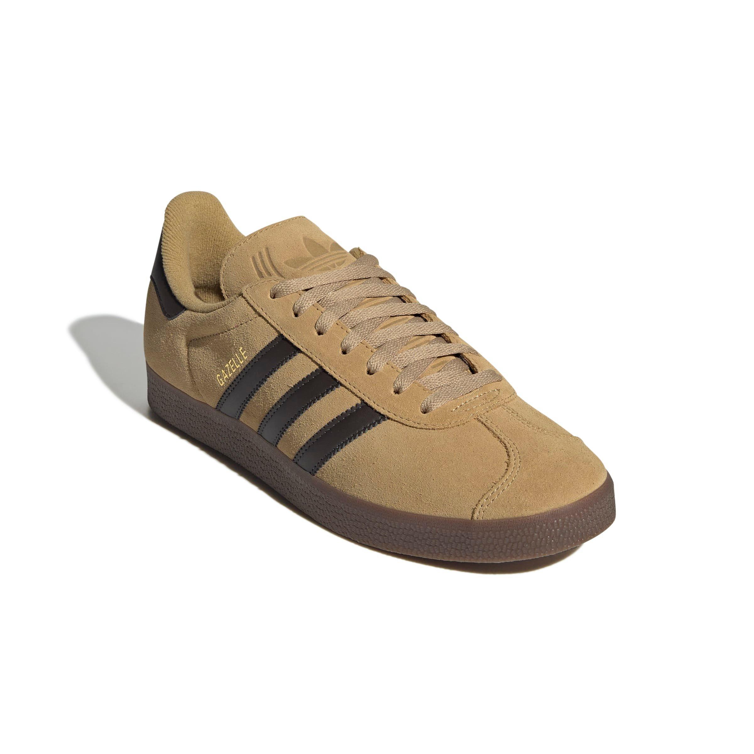 adidas Originals Gazelle "Golden Beige/Dark Brown/Gold Metallic" Men's Shoe - BEIGE/DK BROWN/GOLD Thumbnail View 3