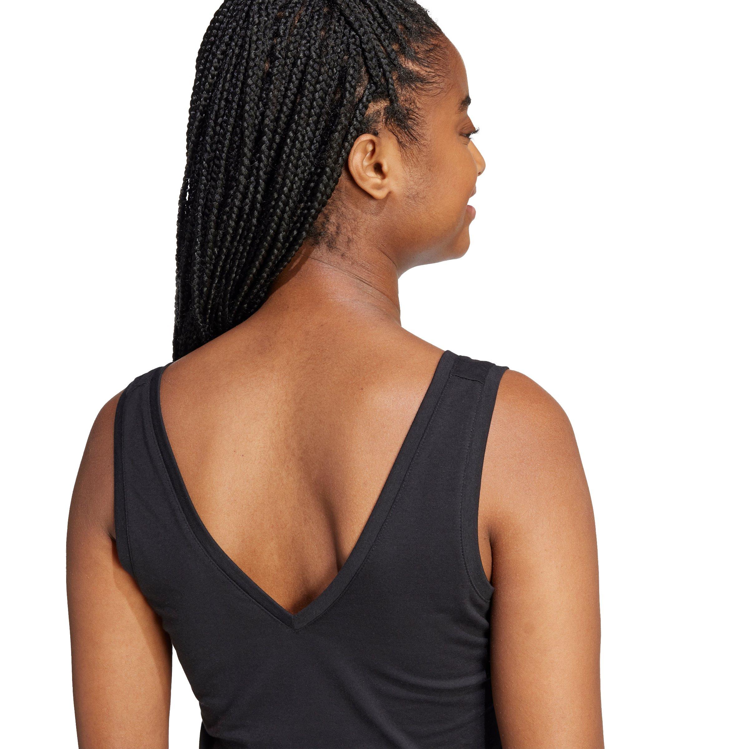 adidas Women's Essentials Small Logo Cotton Lifestyle Tank Top - Black - BLACK Thumbnail View 4