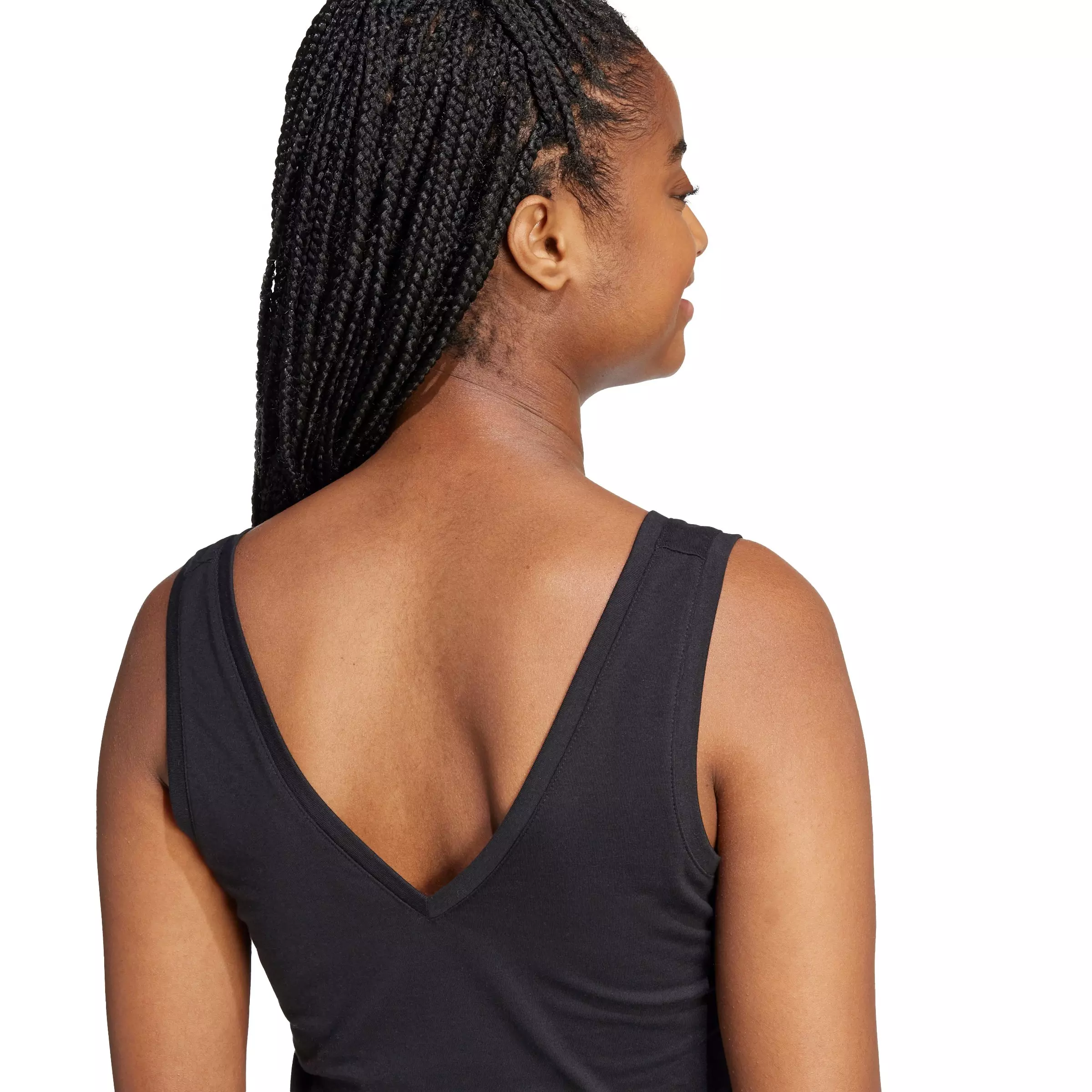 adidas Women's Essentials Small Logo Cotton Lifestyle Tank Top - Black - BLACK