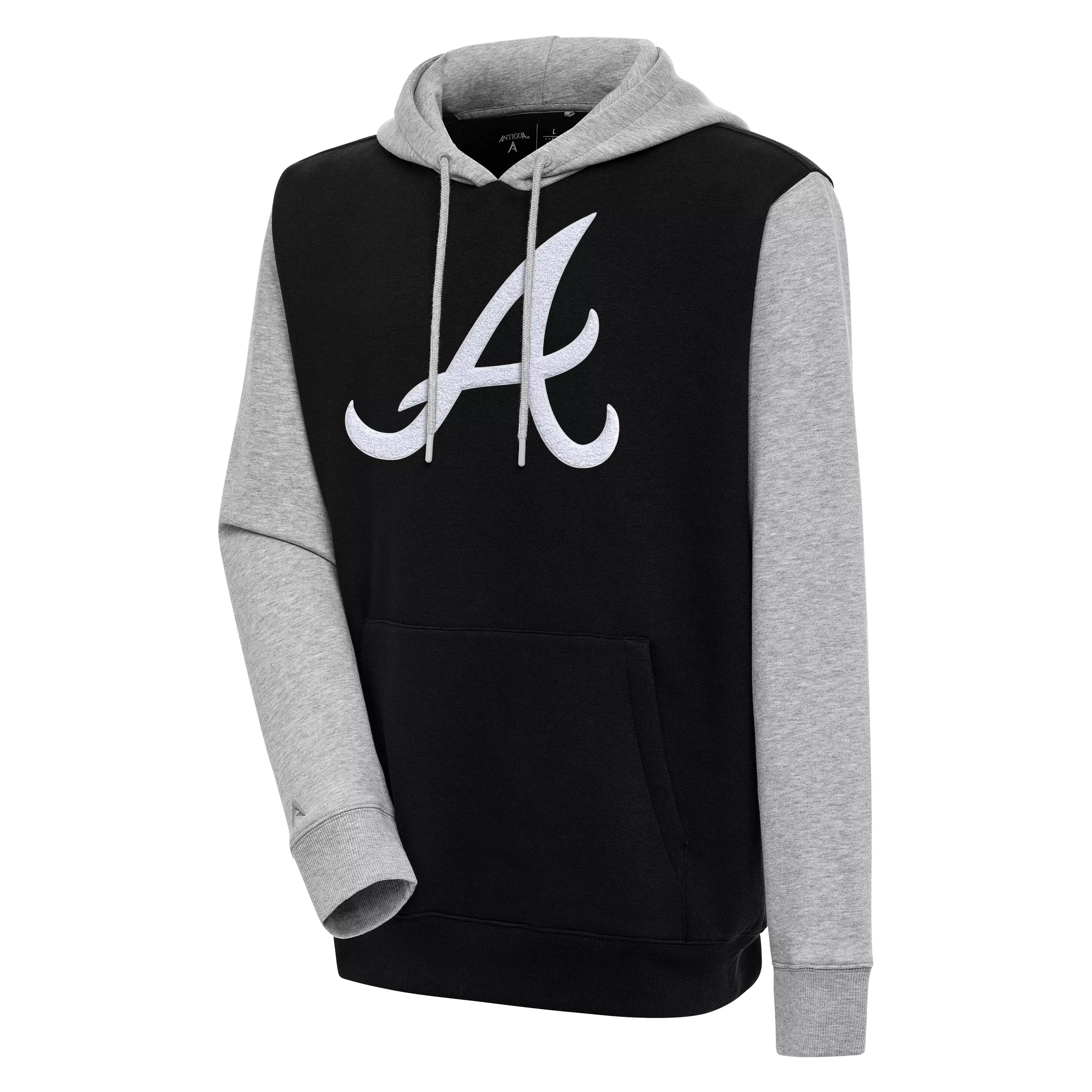 Antigua Men's Atlanta Braves CB Victory Pullover Hoodie - BLACK/GREY