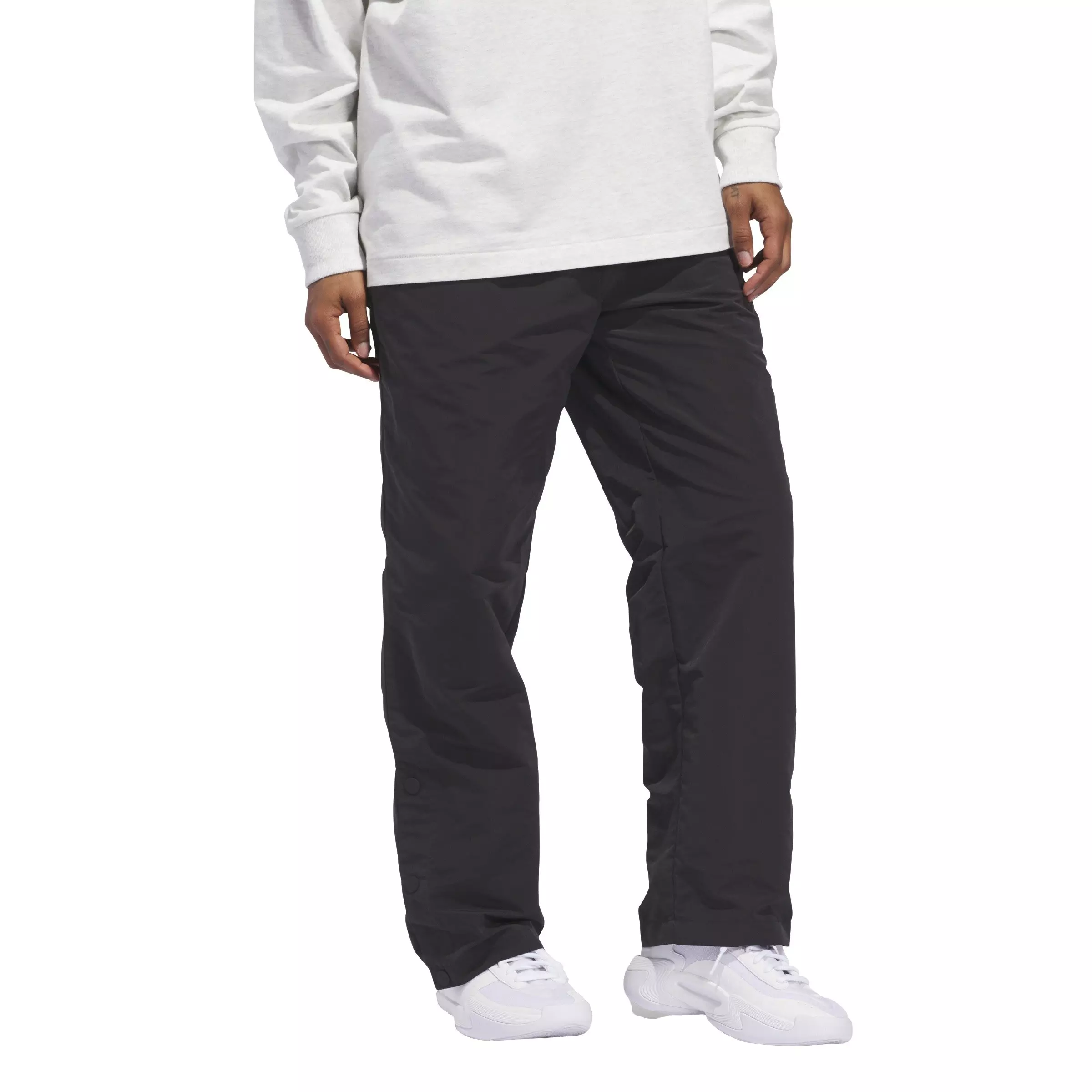adidas Originals Men's Basketball Woven Snap Tracksuit Pants -Black - BLACK
