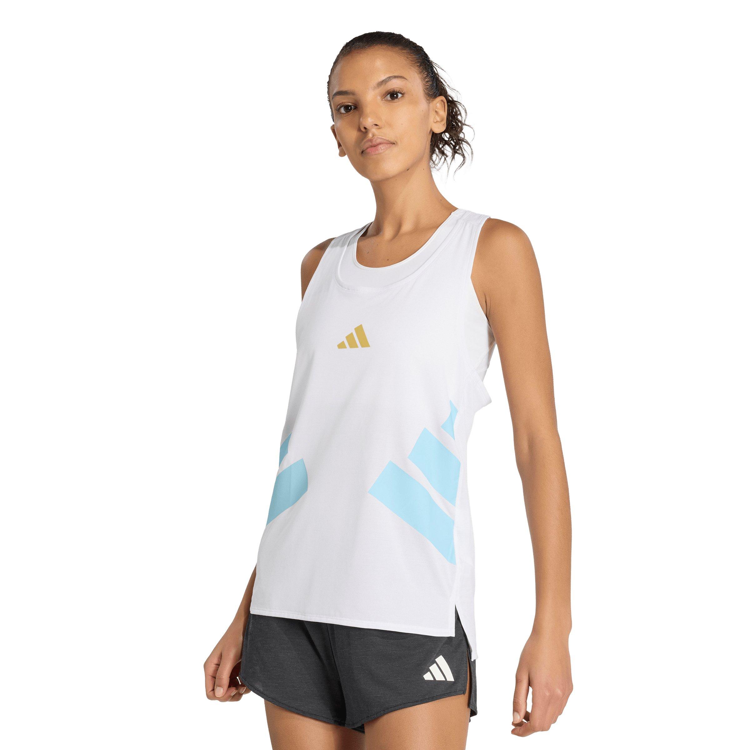 adidas Women's All-Time Classics Singlet - White/Blue - WHITE/BLUE Thumbnail View 1