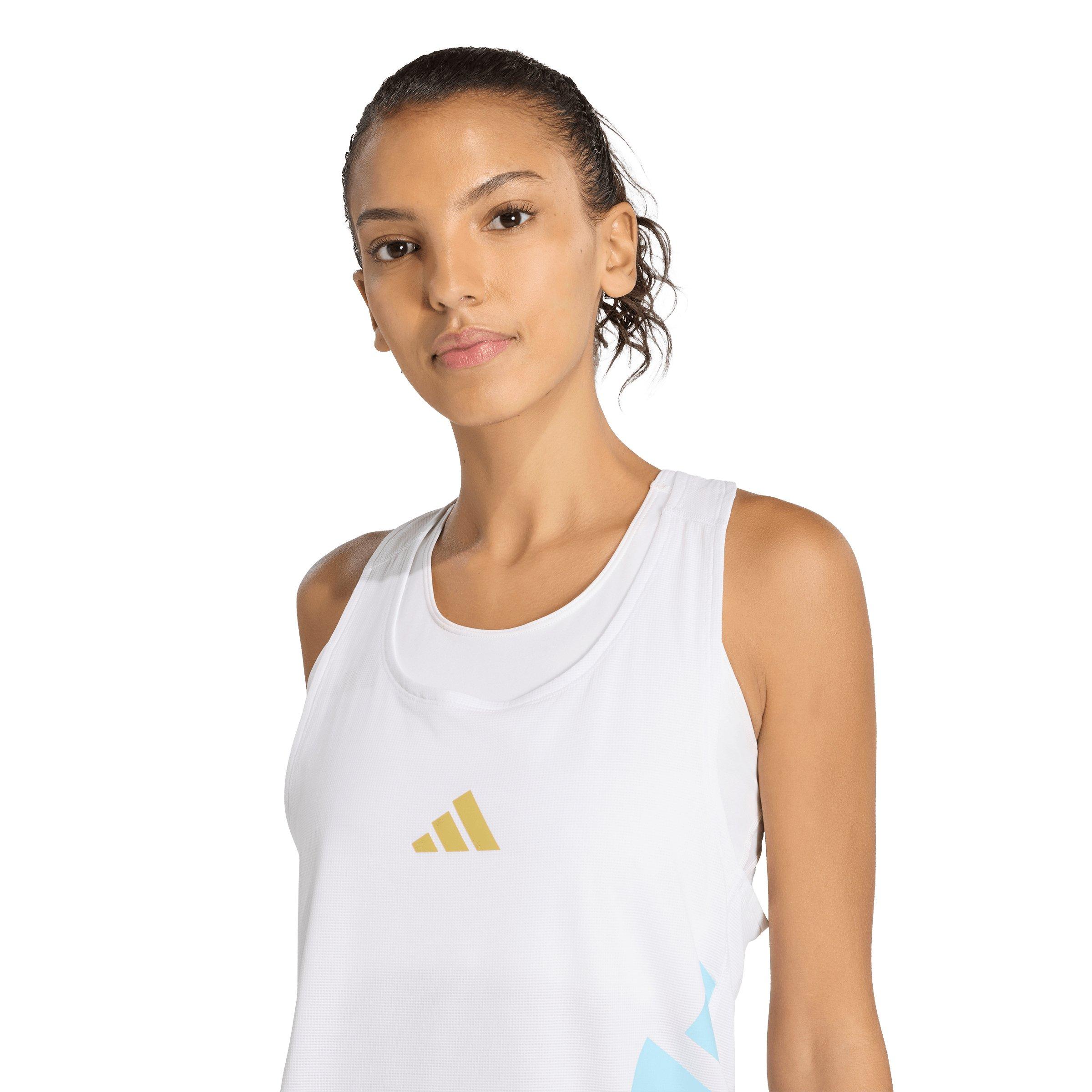 adidas Women's All-Time Classics Singlet - White/Blue - WHITE/BLUE Thumbnail View 3
