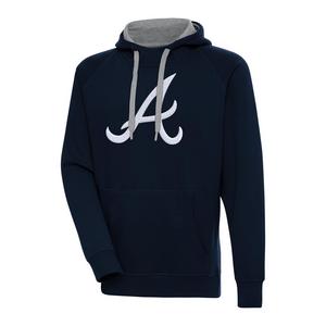 Antigua Men's Atlanta Braves Chest Logo Victory Pullover Hoodie