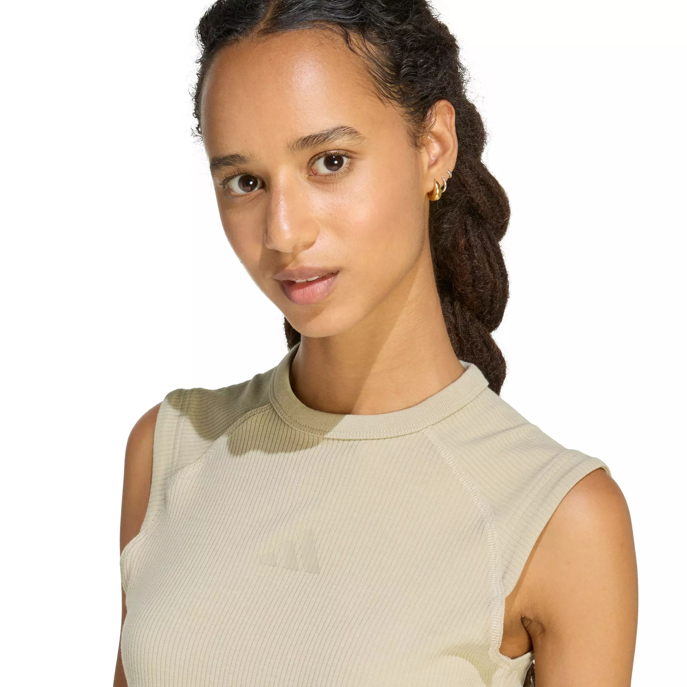 adidas Women's ALL SZN Rib Tank Top - Khaki - KHAKI
