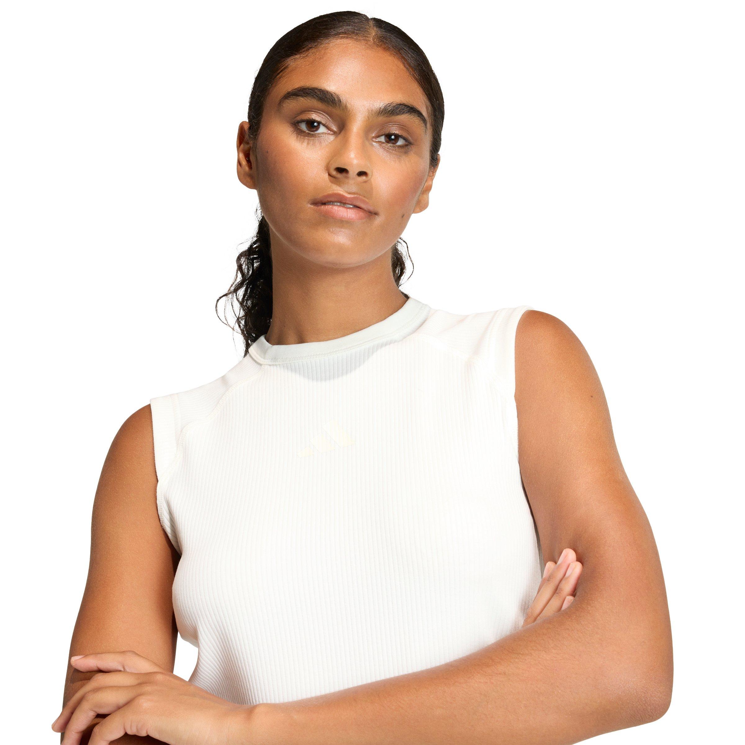 adidas Women's ALL SZN Rib Tank Top - Off-White - OFF-WHITE Thumbnail View 3