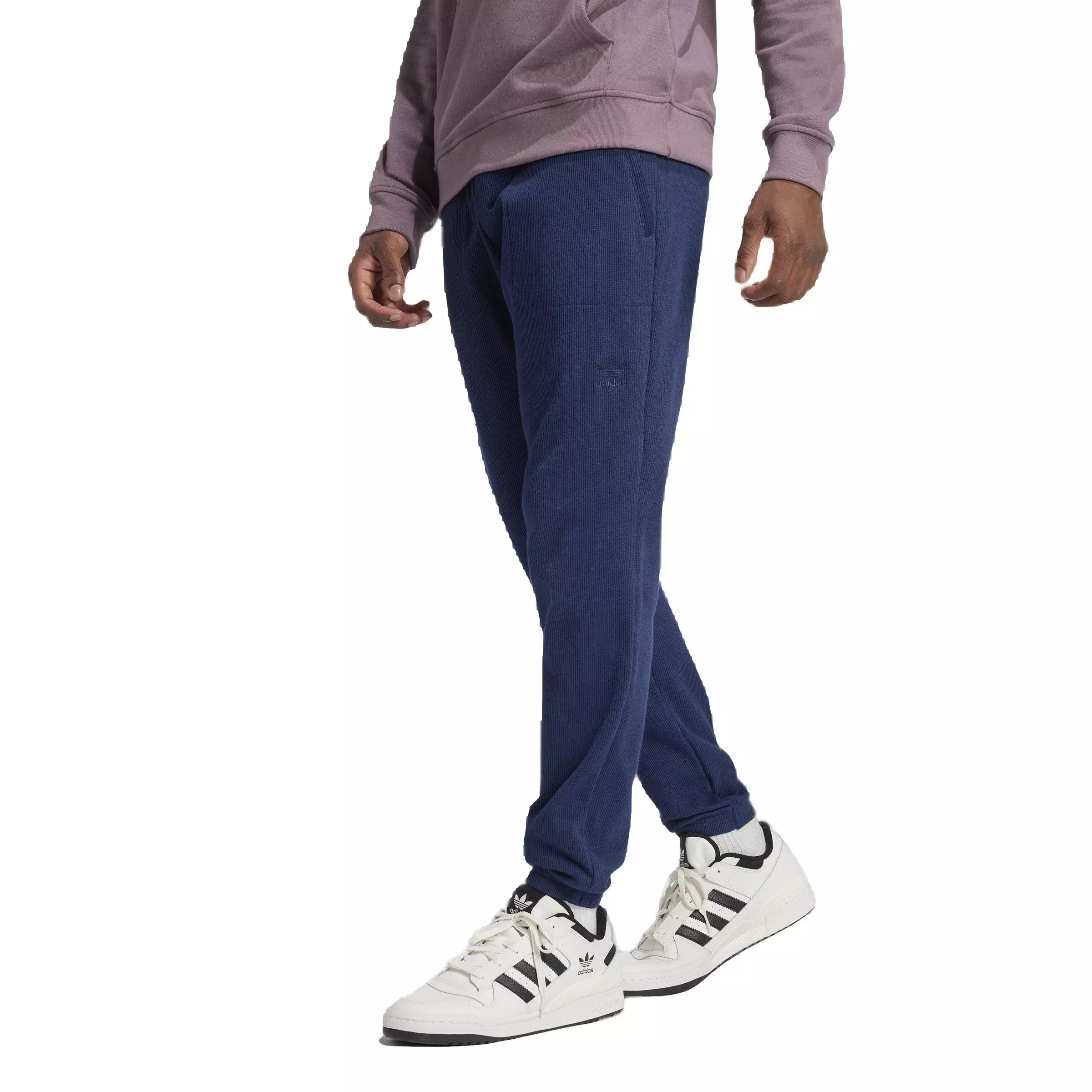 adidas Orignals Men's Trefoil Essentials Waffle Tracksuit Pants -Blue - BLUE
