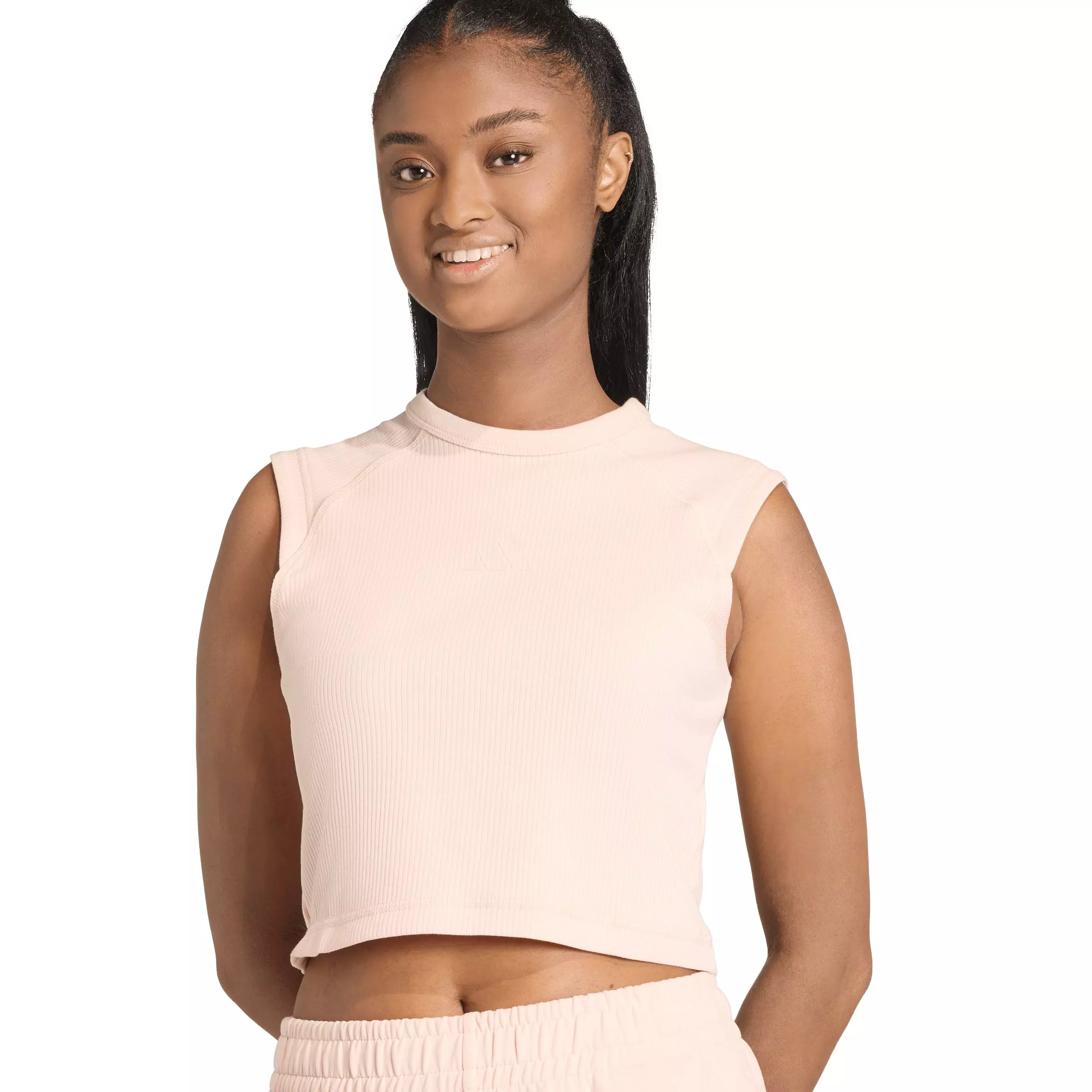adidas Women's ALL SZN Rib Tank Top - Light Pink - LIGHT PINK
