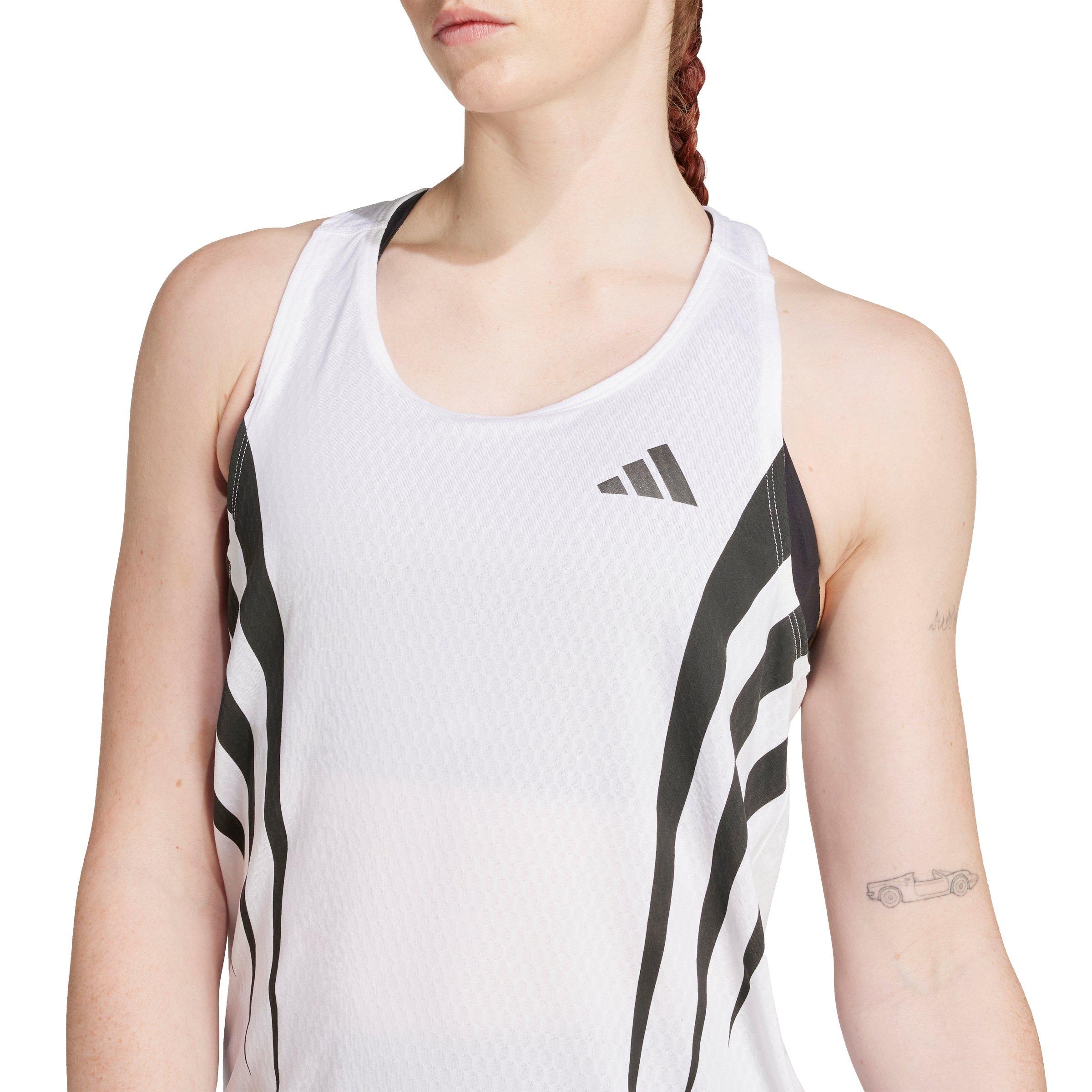 adidas Women's Adizero Archive Running Singlet - White - WHITE Thumbnail View 4