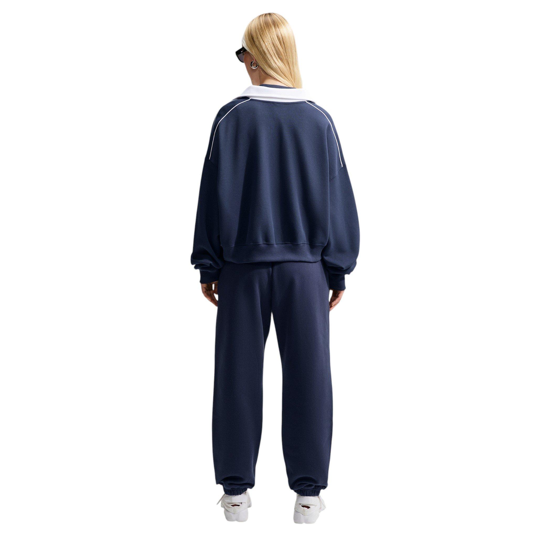 Nike Women's Studio Fleece Medium Weight High-Rise Oversized Cuffed Sweatpants - Navy - NAVY
