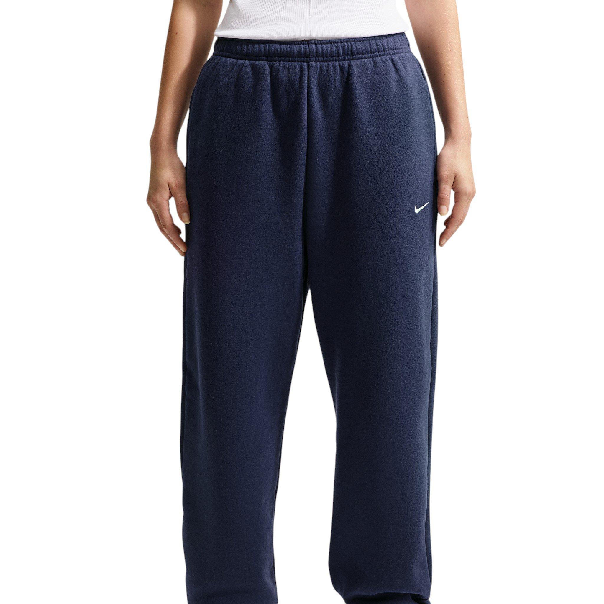 Nike Women's Studio Fleece Medium Weight High-Rise Oversized Cuffed Sweatpants - Navy - NAVY