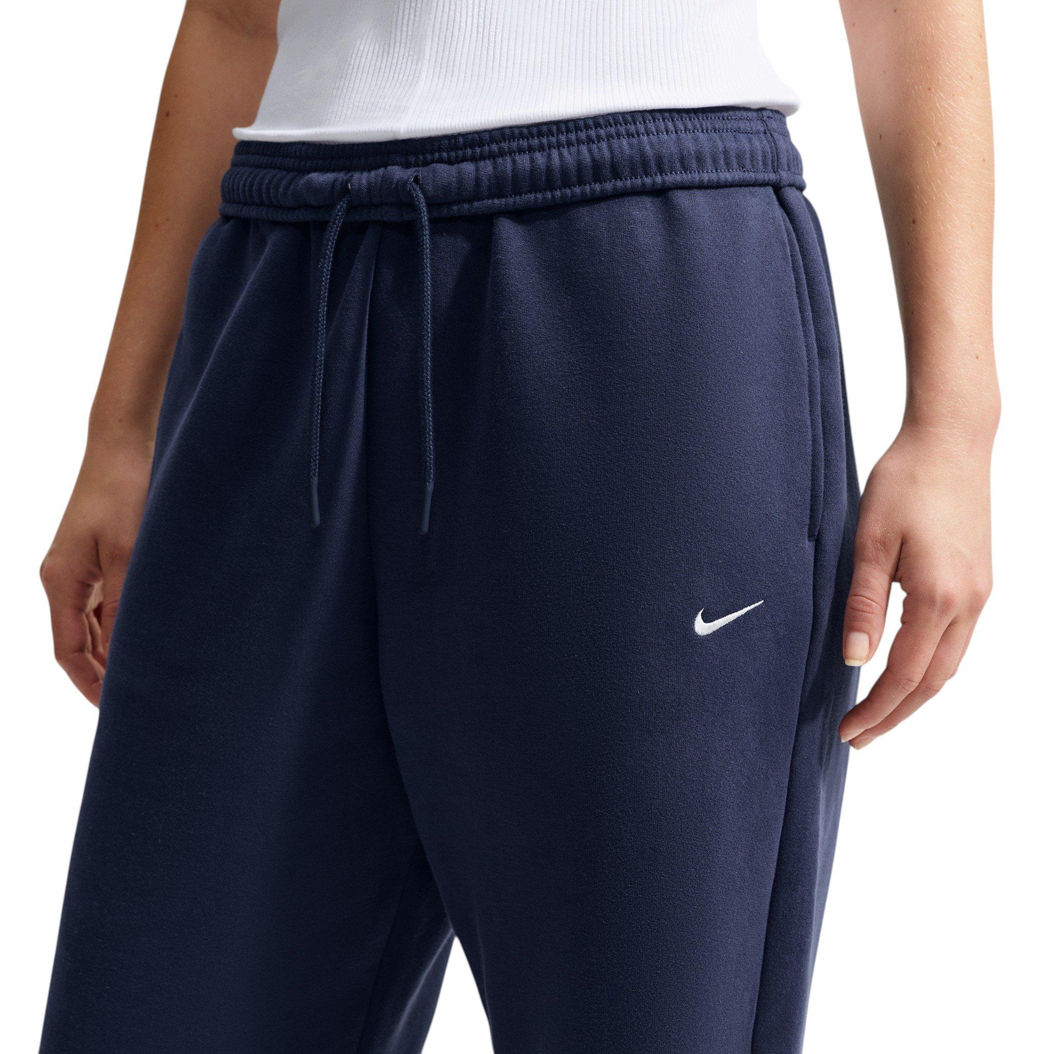 Nike Women's Studio Fleece Medium Weight High-Rise Oversized Cuffed Sweatpants - Navy - NAVY