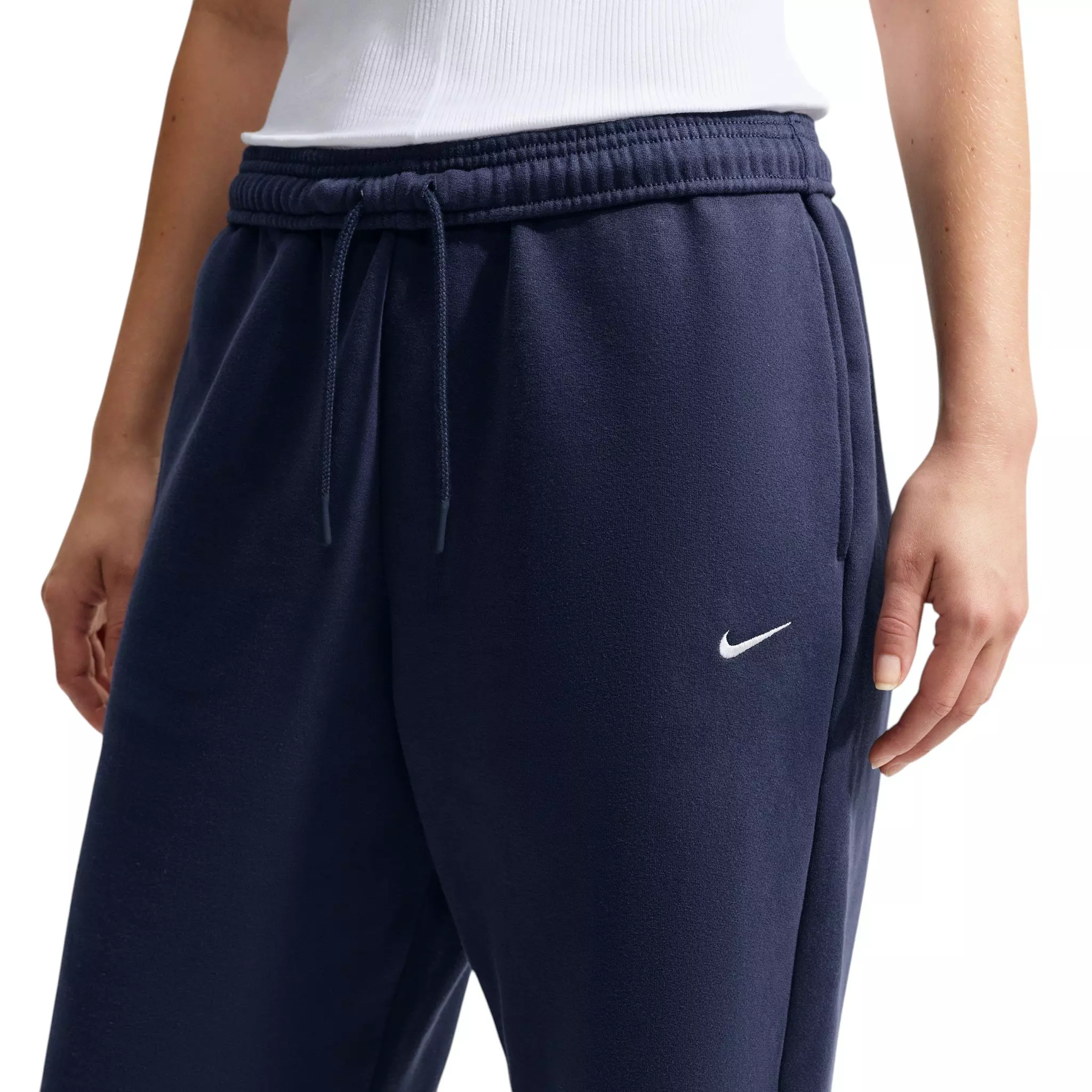 Nike Women's Studio Fleece Medium Weight High-Rise Oversized Cuffed Sweatpants - Navy - NAVY