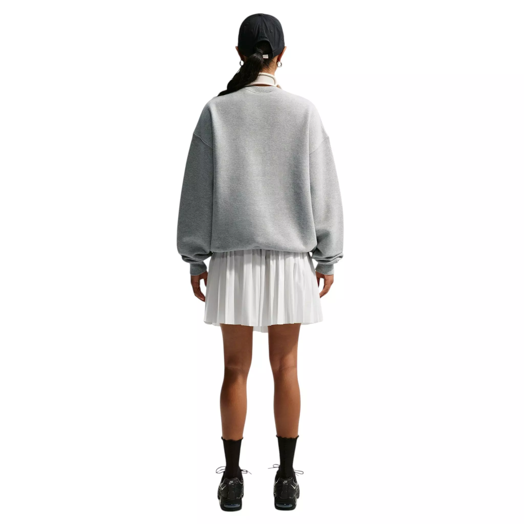 Nike Women's Studio Fleece Medium Weight Oversized Crewneck Sweatshirt - Grey - GREY