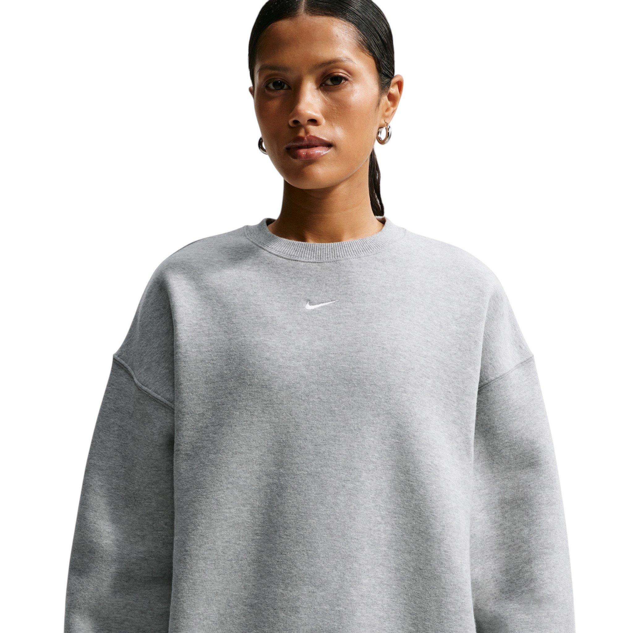 Nike Women's Studio Fleece Medium Weight Oversized Crewneck Sweatshirt - Grey - GREY