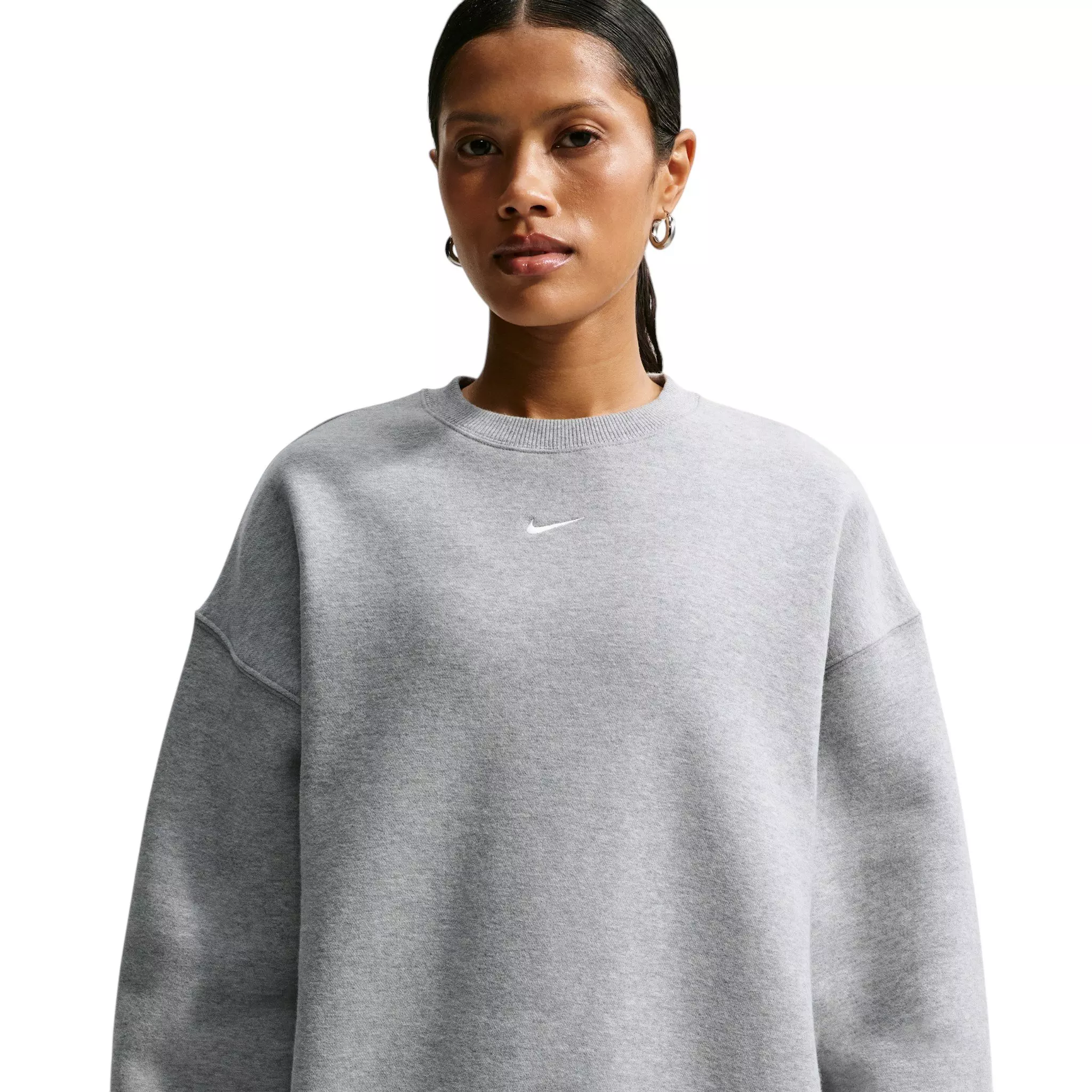 Nike Women's Studio Fleece Medium Weight Oversized Crewneck Sweatshirt - Grey - GREY